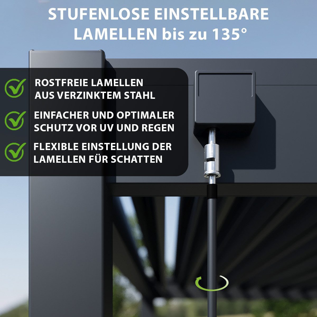 Weide Pergola Classic Pavillon Terrassenüberdachung Aluminium 3 x 3 M anthrazit, BxTxH: 300x300x255 cm