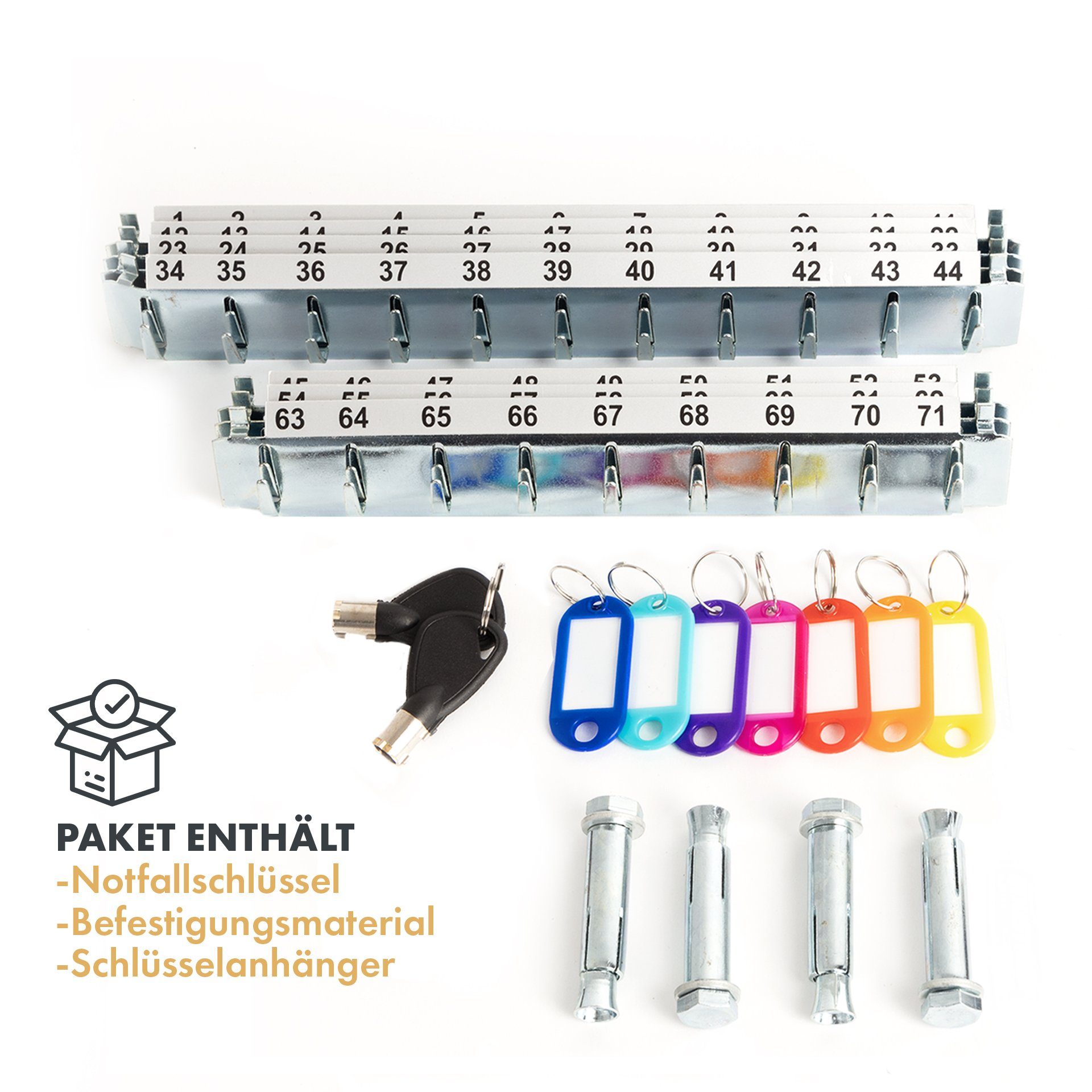 Kubus Schlüsseltresor mit Elektronikschloss, aus Stahl, 36 x 12 x 45 cm, Inklusive Zubehör – Bild 5 von 5