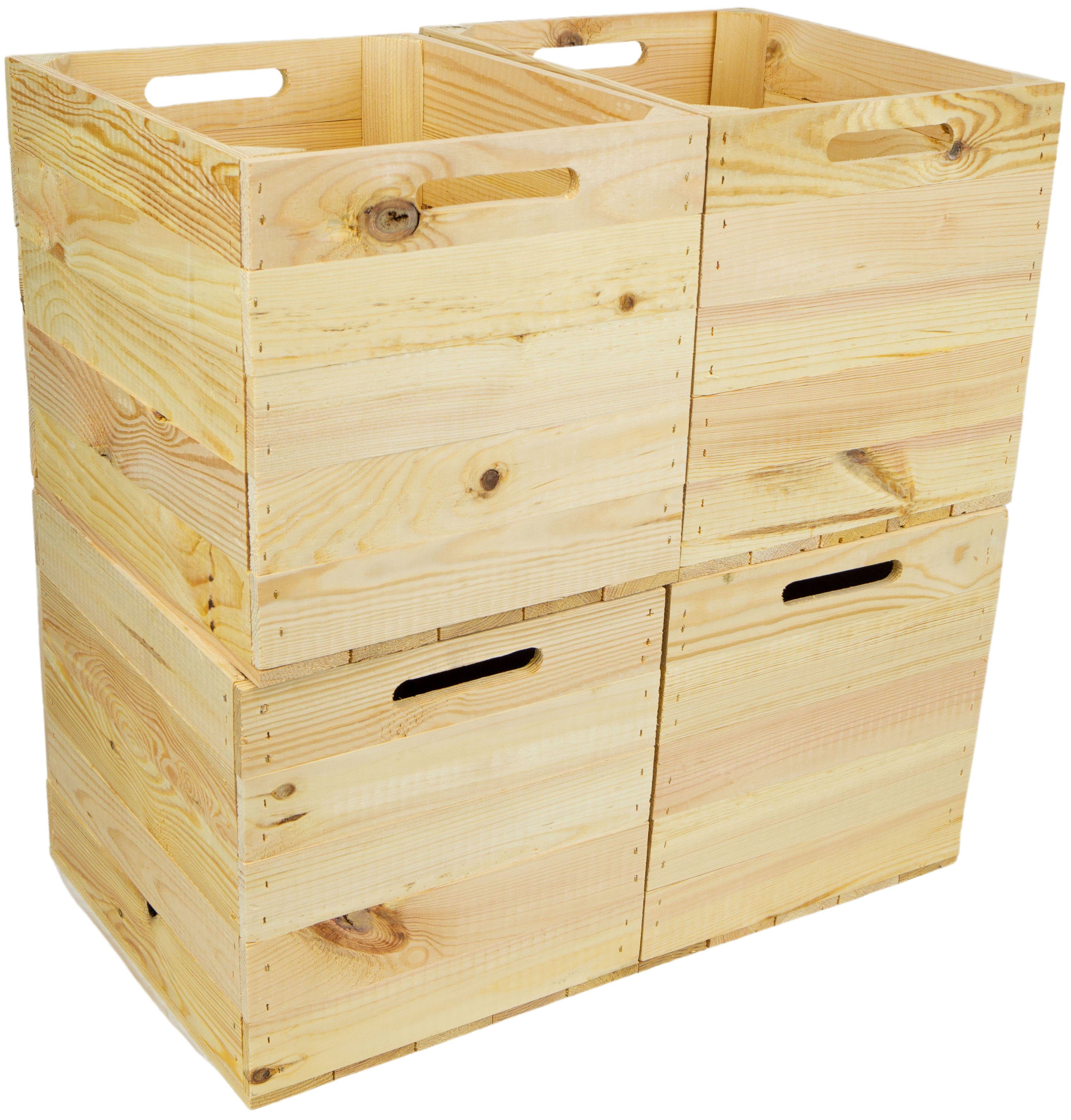 Kistenkolli Altes Land Allzweckkiste 4 Stück Weinkiste Natur passend für Ikea Kallax und Expeditregale (Spar-Set, 4er Set)