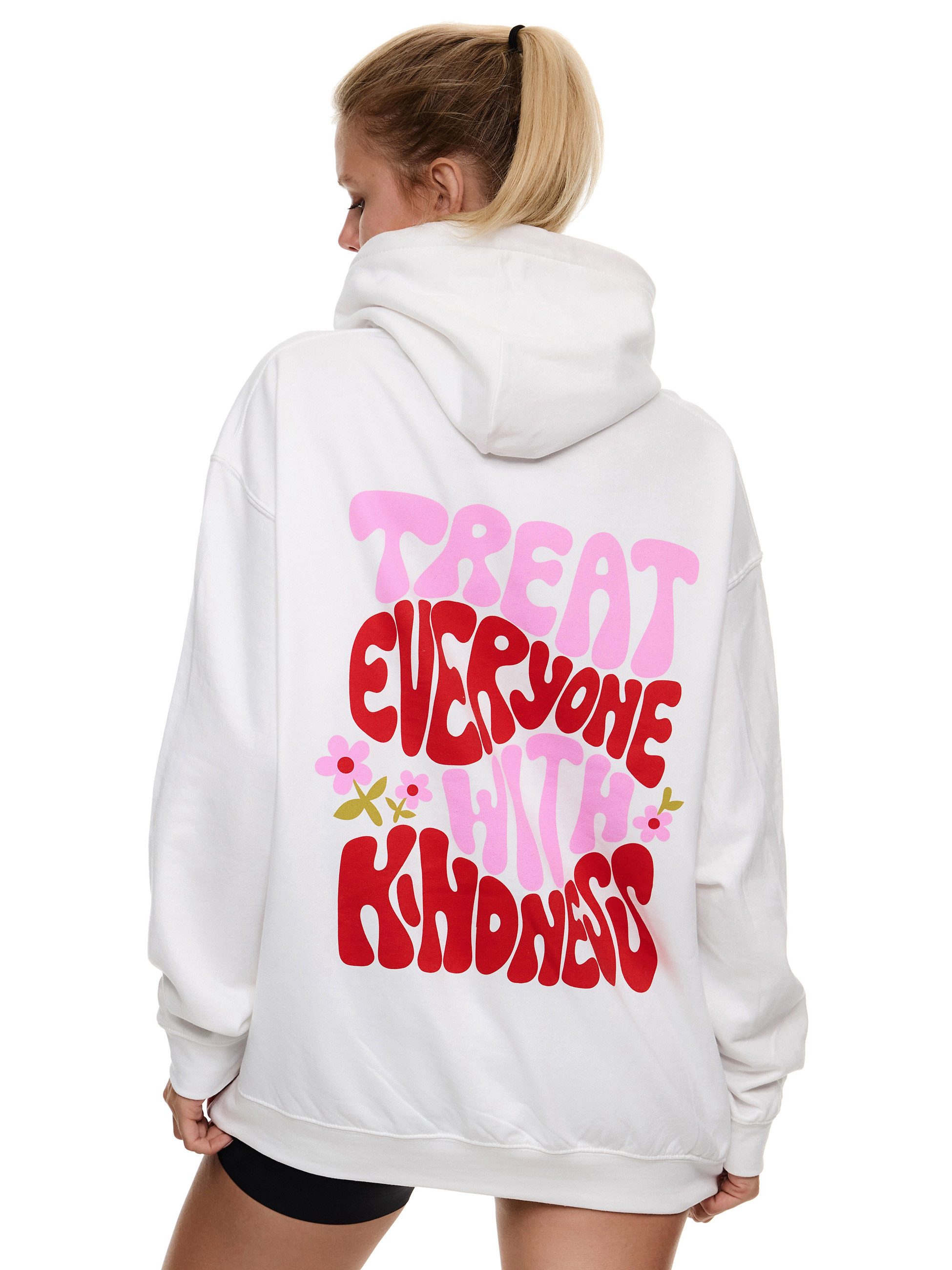 Worldclassca Hoodie Worldclassca Oversized Print Hoodie Kapuzenpullover Sweatshirt TREAT EVERYONE WITH KINDLESS