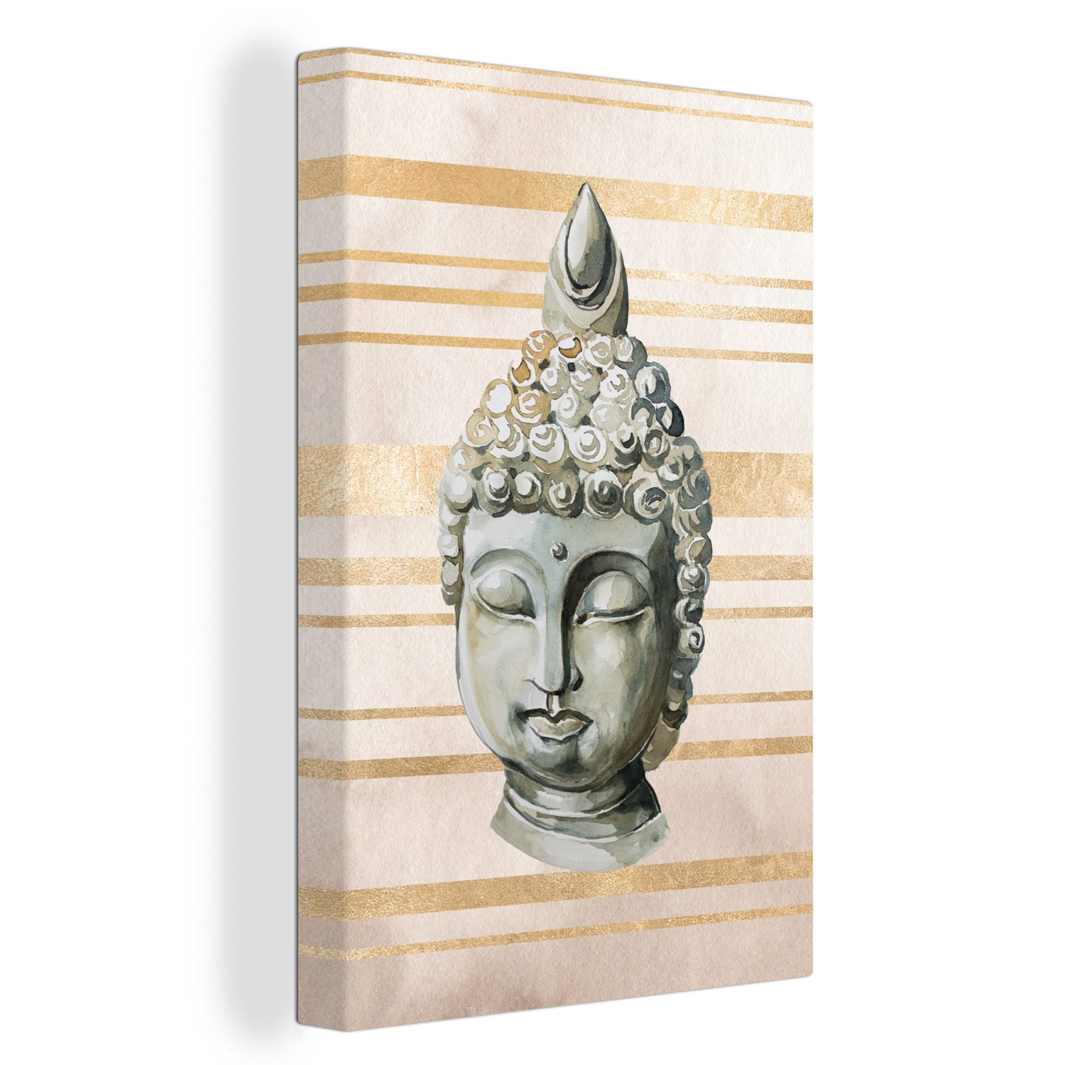 OneMillionCanvasses® Leinwandbild Buddha - Kopf - Steine, (1 St), Leinwandbild fertig bespannt inkl. Zackenaufhänger, Gemälde, 20x30 cm