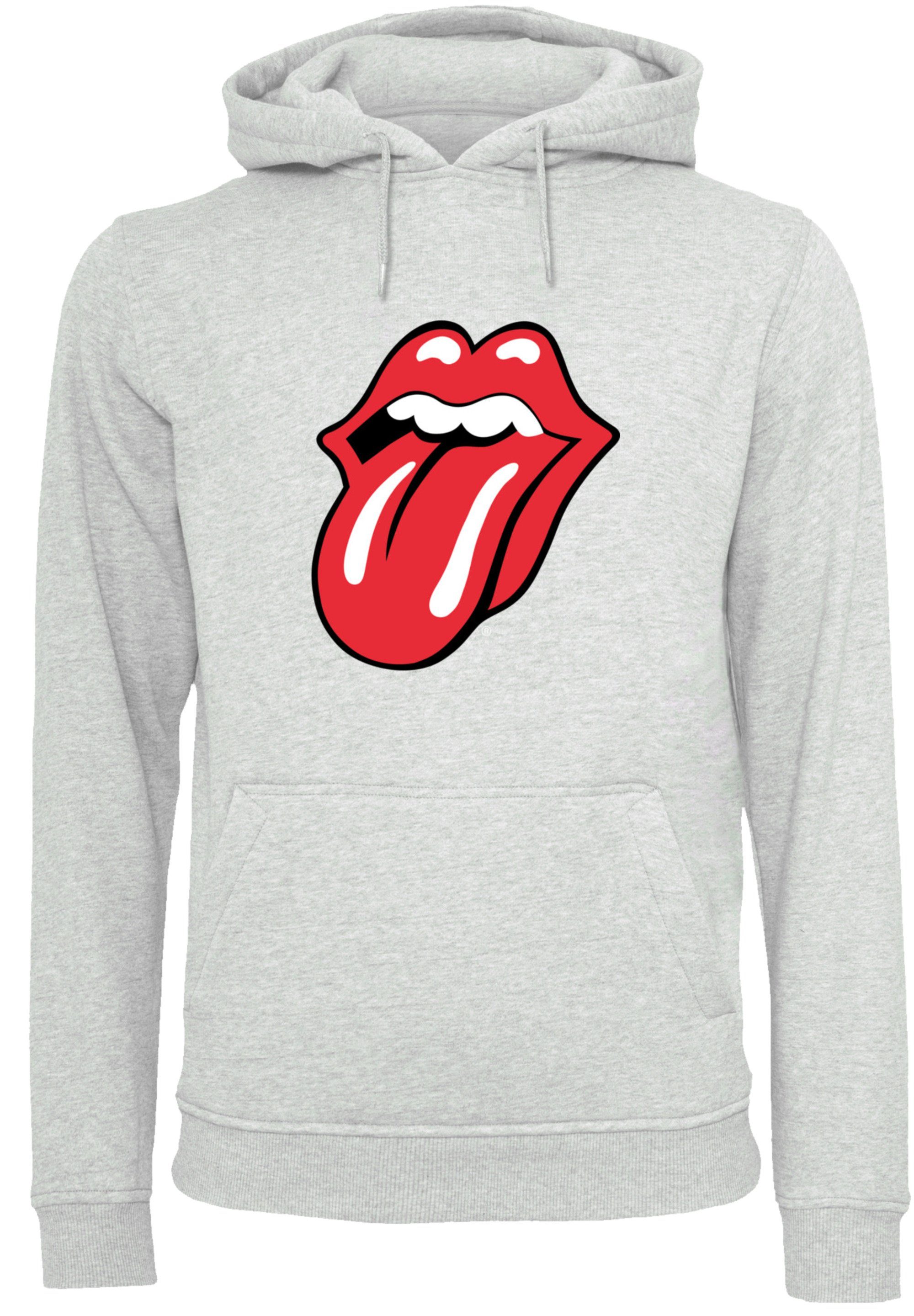 Hoodie, Warm, Kapuzenpullover Classic Rock F4NT4STIC Bequem Band Stones The Musik heather Zunge Rolling grey