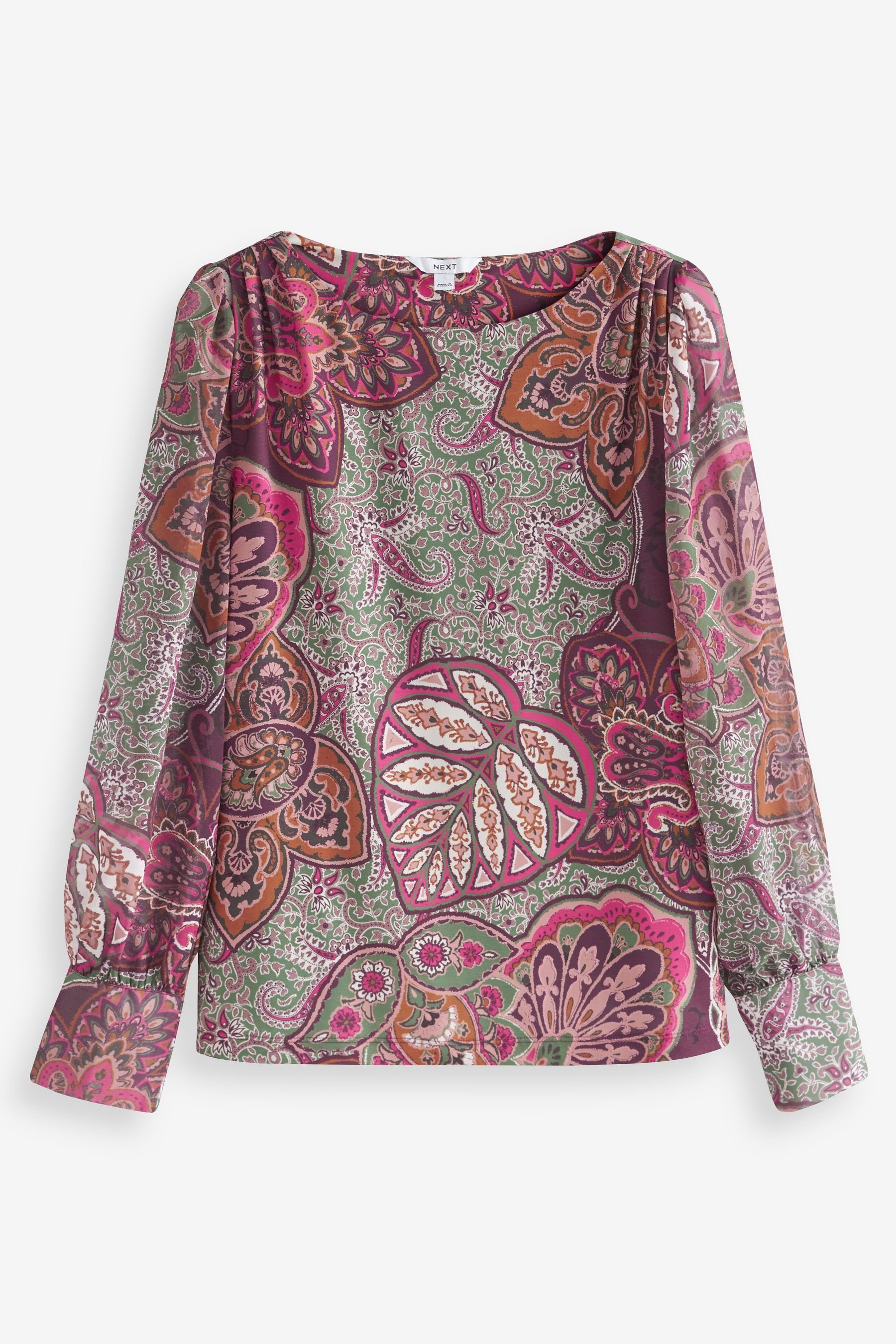 Next Blusenshirt Langärmelige Rundhalsbluse mit Bündchen (1-tlg)