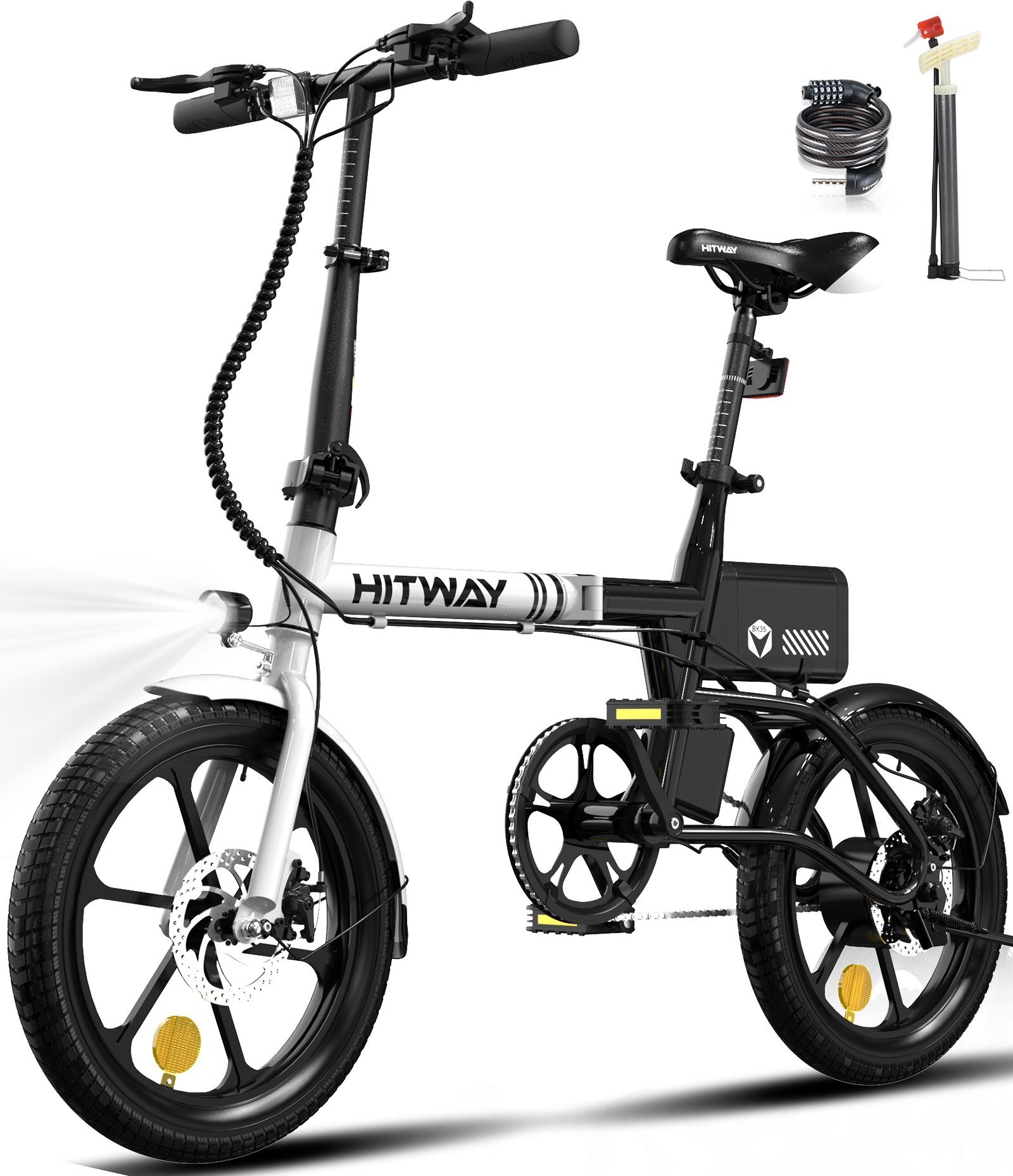 HITWAY E-Bike Elektrofahrrad Klapprad, 16-Zoll 36 V/6Ah für Damen Herren, Heckmotor, Klappbares Fahrrad und nur 14,5 kg