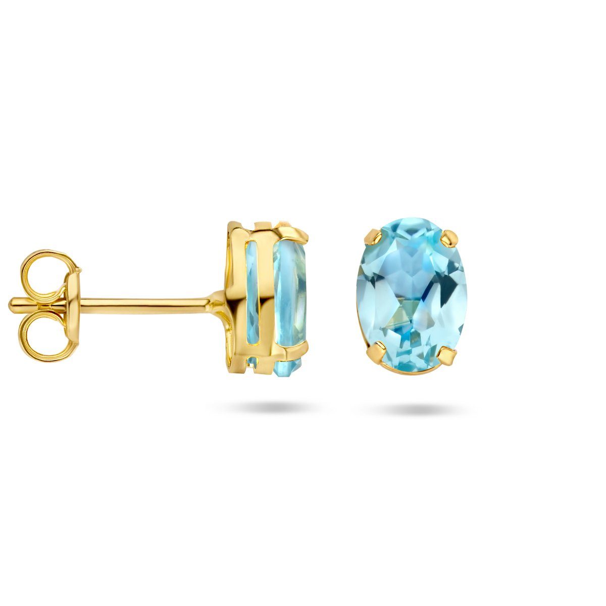 NICEANDnoble Paar Ohrstecker 585er Gelbgold Ohrstecker mit Blautopas 0,90  ct, 585er Goldschmuck mit Edelstein Blautopas