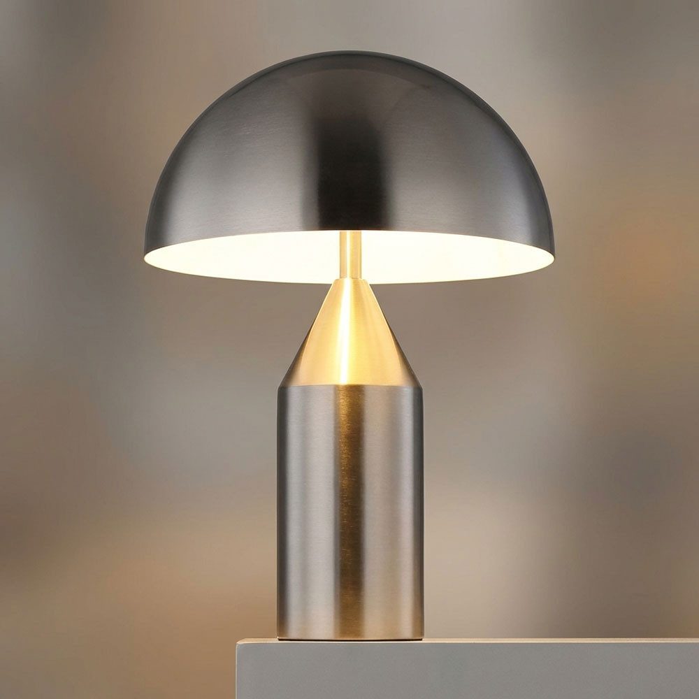 GLOBO LIGHTING Tischleuchte, Leuchtmittel nicht inklusive, Tischlampe Tischleuchte Nachttischlampe Leseleuchte nickel weiß H 39cm