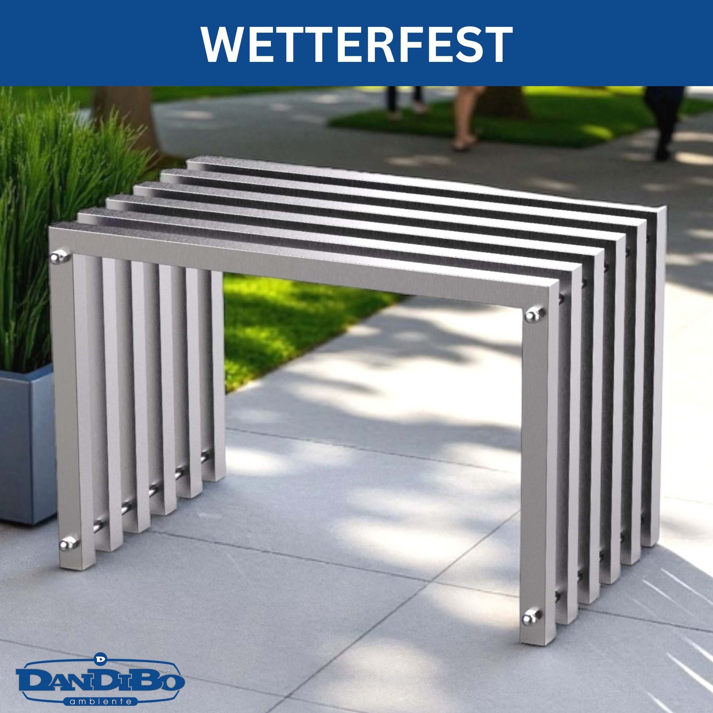 DanDiBo Sitzhocker Edelstahl Modern Wetterfest Metall Massiv 96643 Sitzbank 60 cm, Edelstahl Outdoor Garten Hocker Lamellenbank Lamellenhocker – Bild 4 von 5