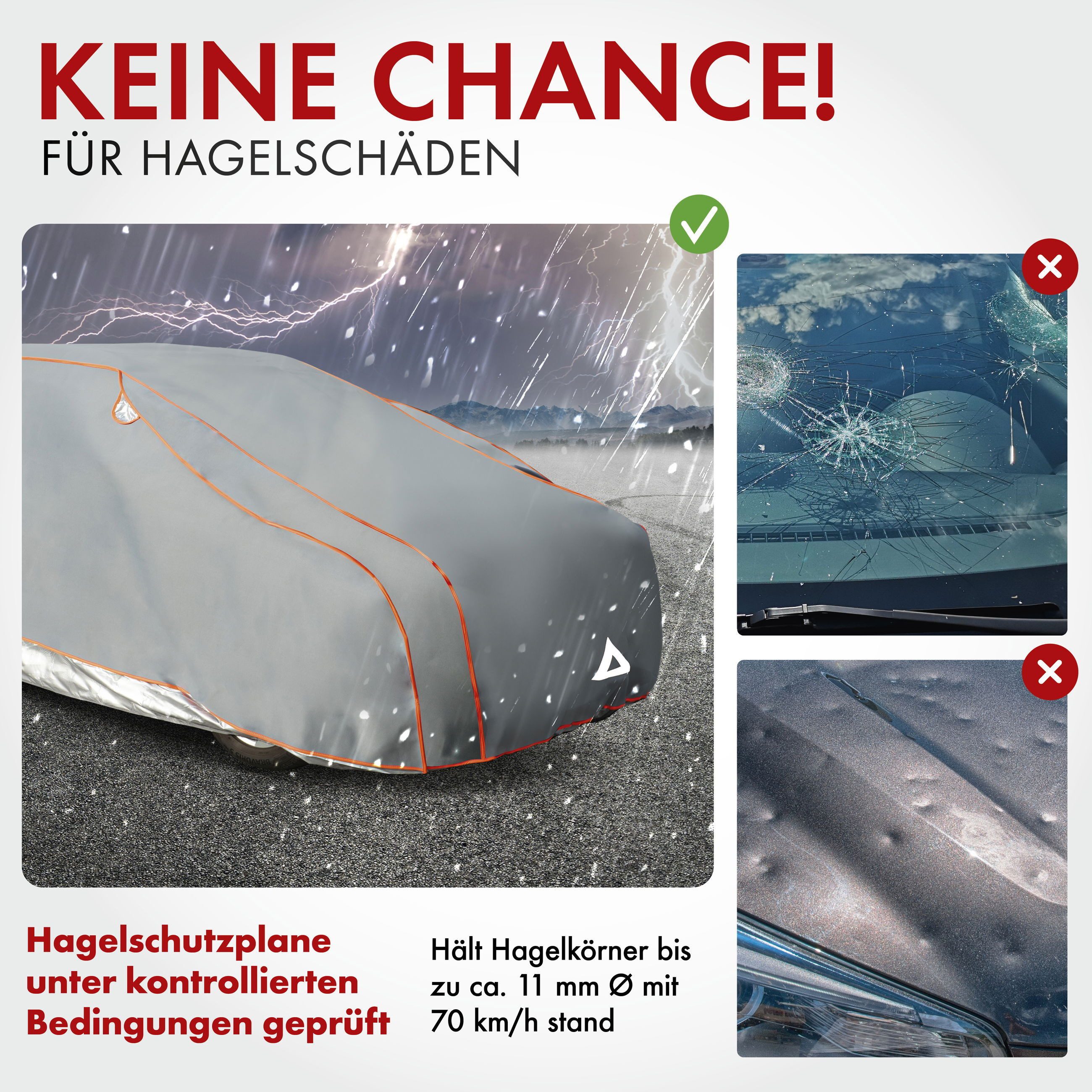 WALSER Autoplane Hagels. Perma Protect Complete (1-St., 1 Hagelschutzplane, 3 Spanngurte)