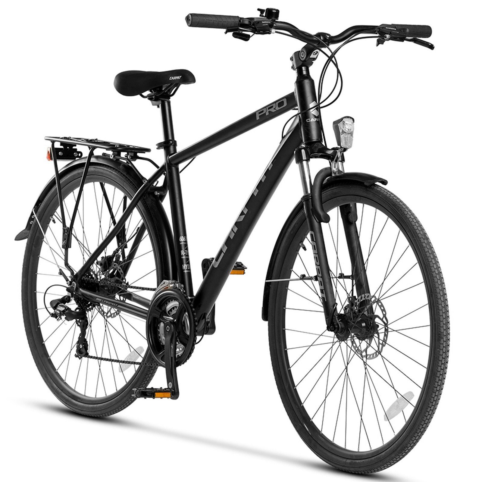CARPAT SPORT Trekkingrad 28 Zoll Trekking Bike City Fahrrad für Damen Herren, 21 Gang Shimano, Kettenschaltung, (Aluminium Rahmen, Mechanische Scheibenbremse), City Commuter Citybike Fahrrad