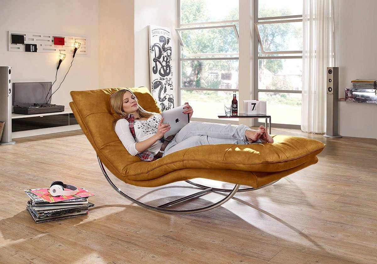 W.SCHILLIG Relaxliege daily dreams, in Waffelkissen-Optik, Schaukelgestell Chrom glänzend, in 2 Breiten