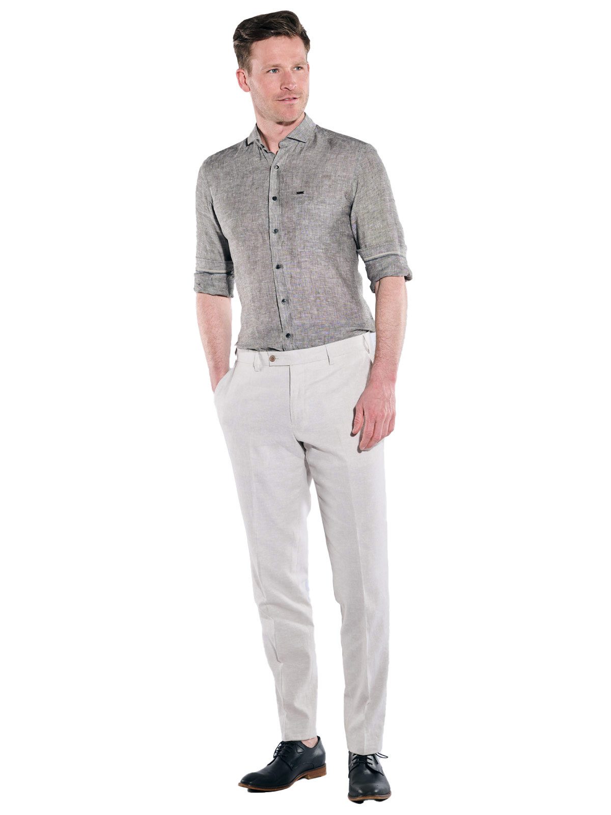 Engbers Anzughose Herren Anzug-Hose mit Leinenanteil, Naturweiss