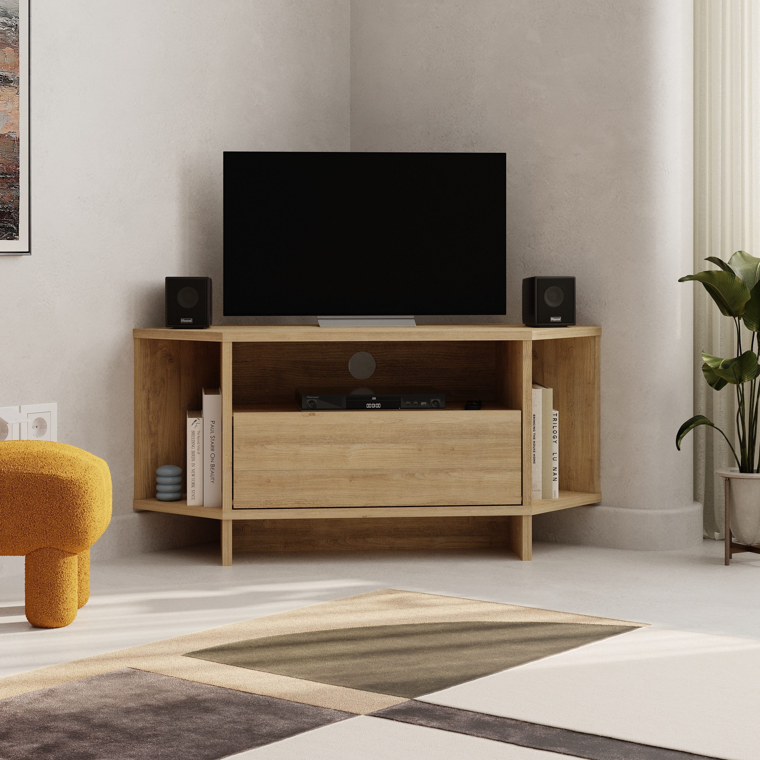 Decortie TV-Ständer VIVA, (bis 40 Zoll, Eck-Lowboard Fernsehschrank 40 Zoll, 95,7 x 35,4 x 45,3 cm)