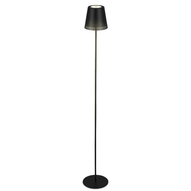 Briloner Leuchten LED Außen-Stehlampe 1438015, dimmbar, höhenverstellbar, Touch, USB-C Aufladung, Akku, LED fest verbaut, Warmweiß, Stehleuchte, 130 x 19 cm, Schwarz, 3,5W, Spritzwasserschutz, kabellos