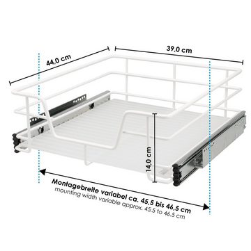 bremermann Schubkasteneinsatz Teleskopschublade für 50 cm Schrank mit Einlegeboden Küchenschublade