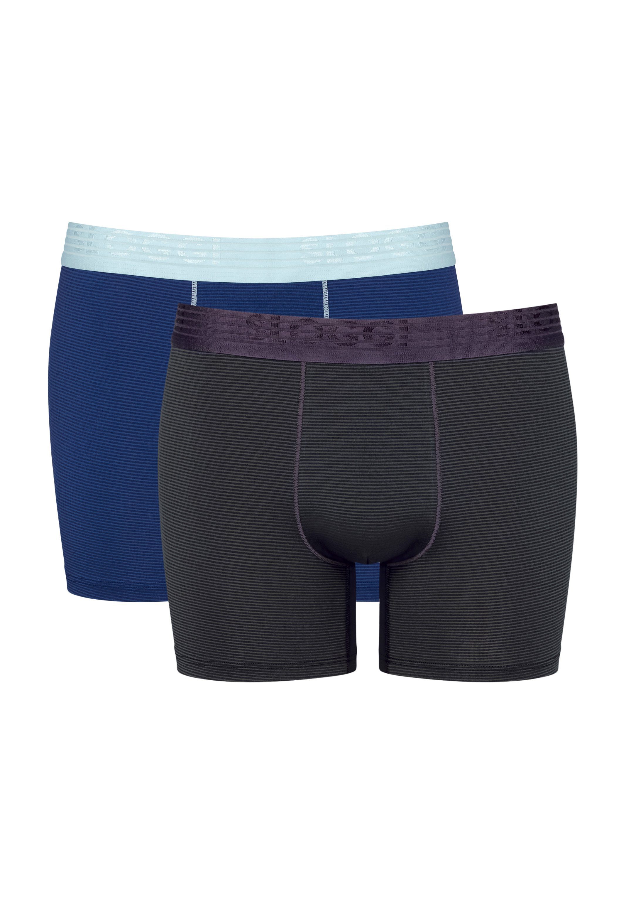 Sloggi Retro Boxer 2er Pack Ever Cool (Spar-Set, 2-St) Long Short / Pant - Baumwolle - Ohne Eingriff - Pants mit Kühl-Effekt Blue - Dark Combination