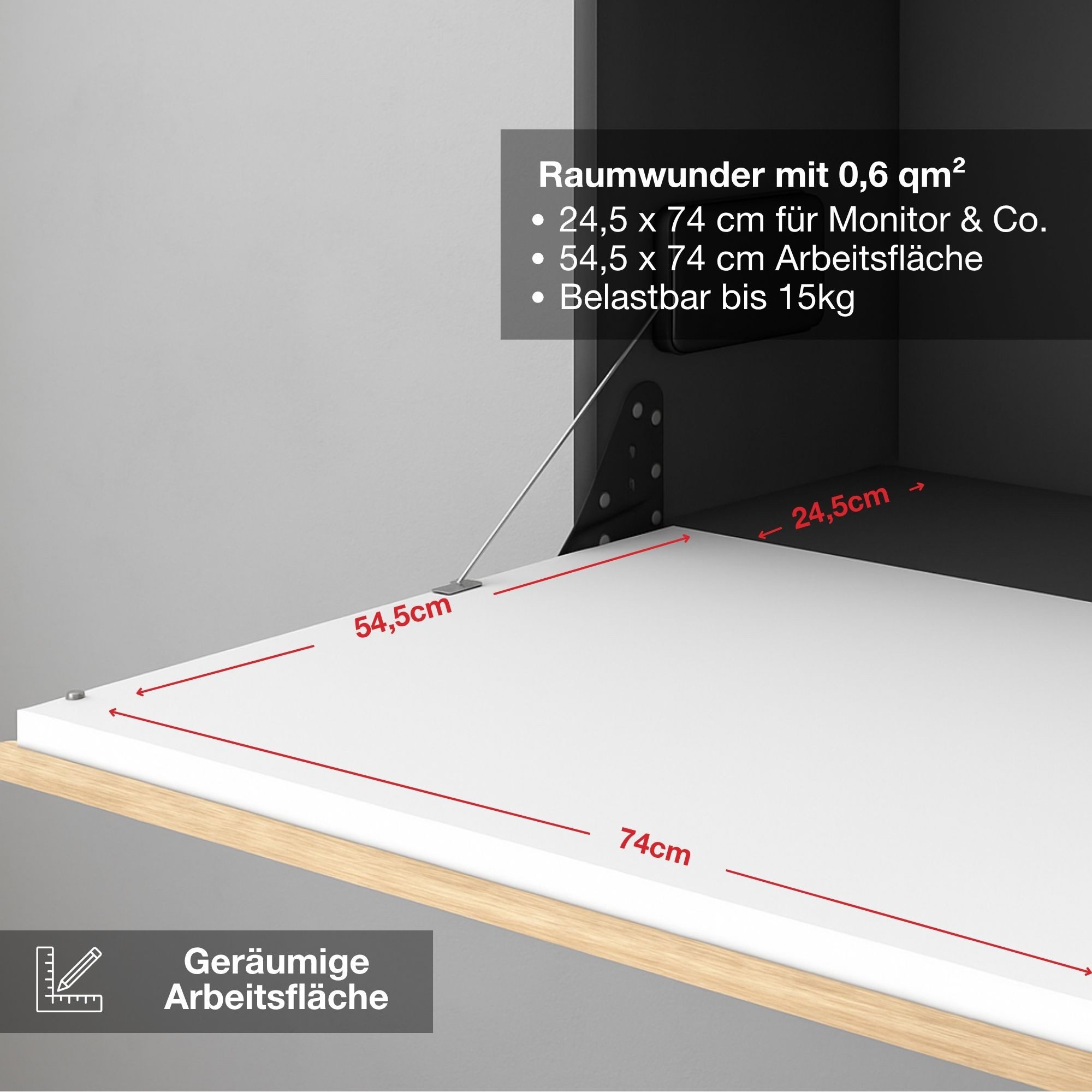 ASSMANN Büromöbel Sekretär Cubas (74x80cm Eiche Tabak Anthrazit, fertig montiert, für Homeoffice), TÜV-zertifiziert