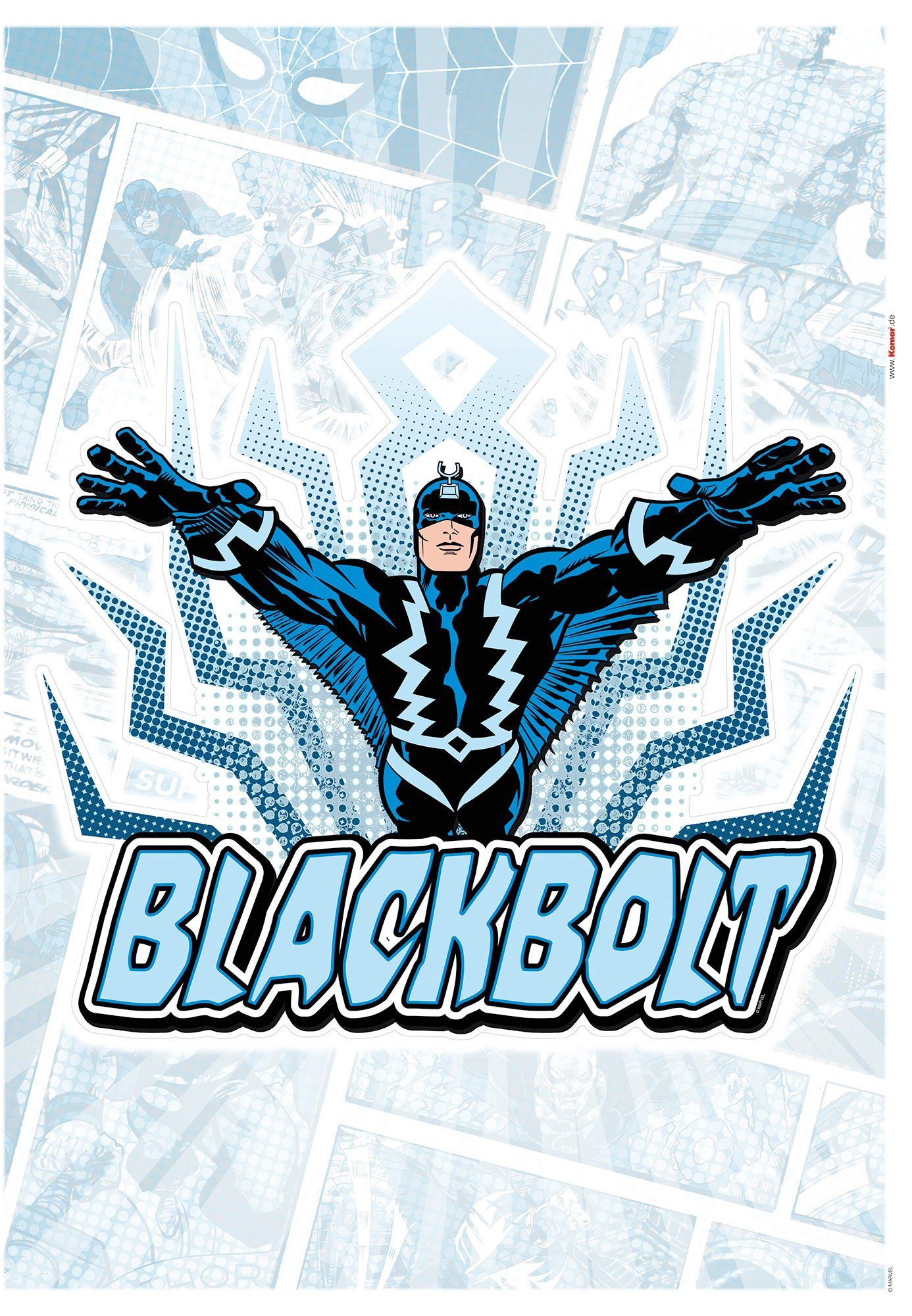Komar Wandtattoo Blackbolt Comic Classic (1 St), 50x70 cm (Breite x Höhe), selbstklebendes  Wandtattoo