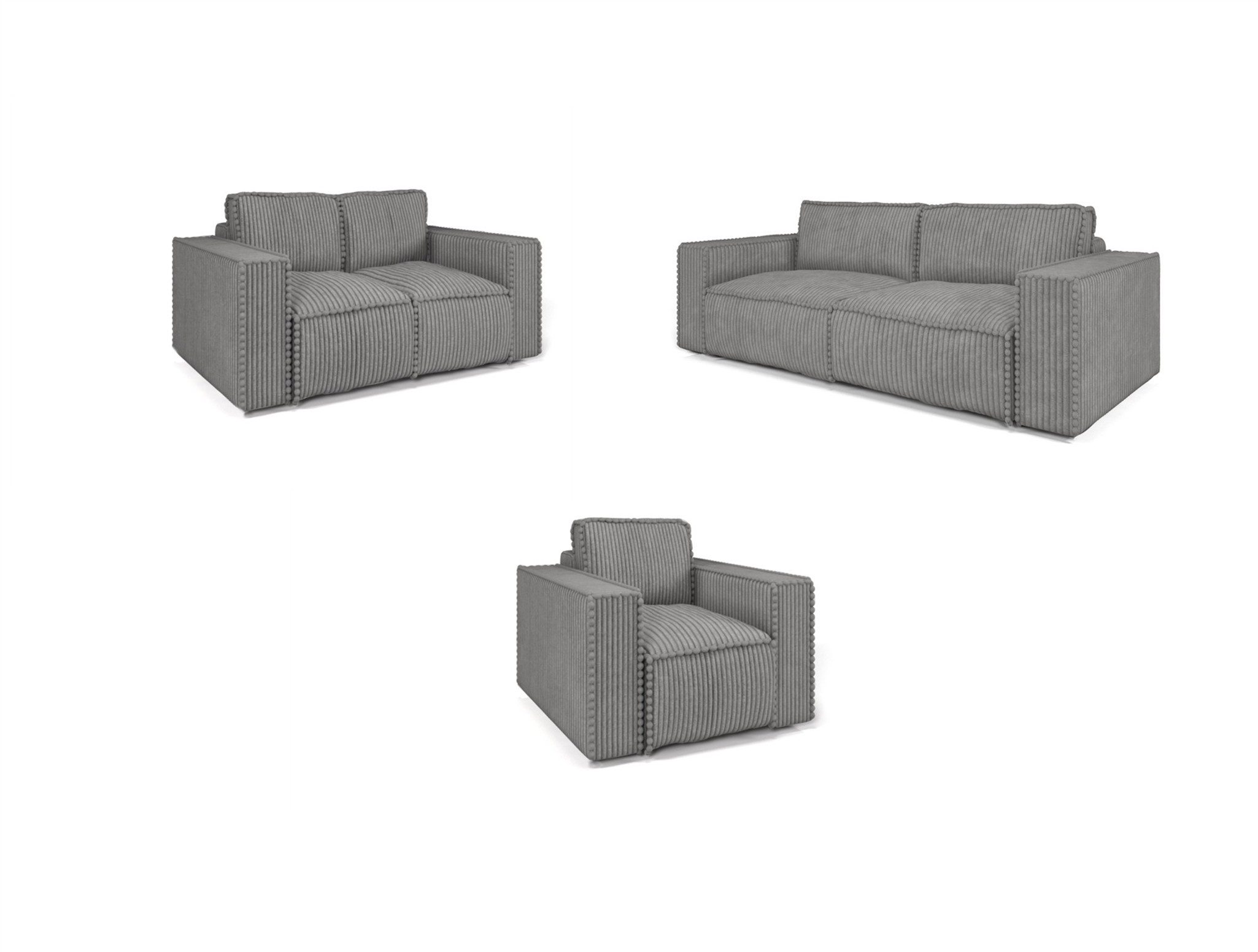 Fun Möbel Polstergarnitur Sofa-Set Sofa VAJANA 3-2-1 Sofagarnitur in Stoff Tilia, (3-Sitzer mit Schlaffunktion, 3-tlg), Rundumbezug