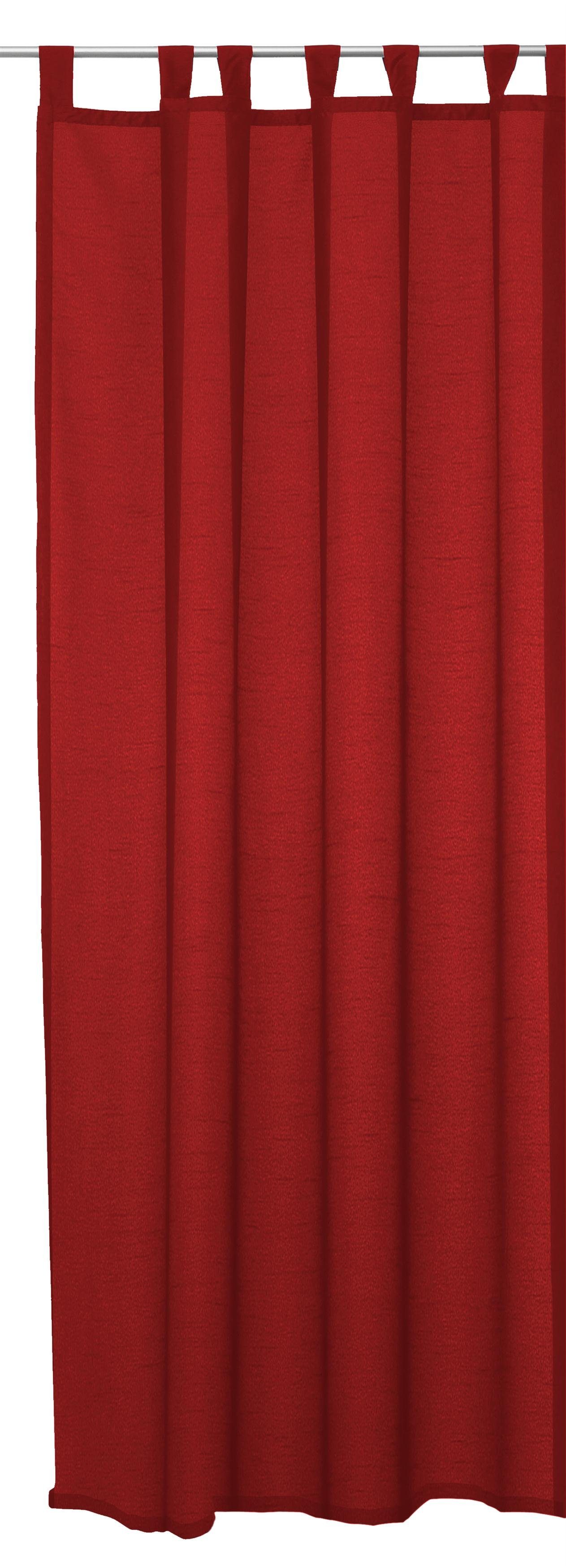 Gardine Vorhang halbtransparent Seidenglanz Schlaufen Gardine Schlaufenschal, Haus und Deko, Schlaufen (1 St), halbtransparent, Polyester Rot