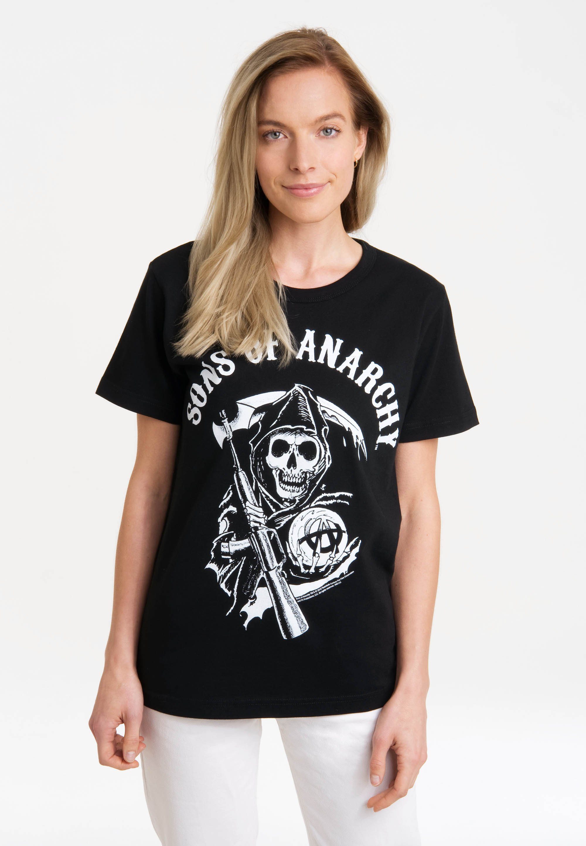 Damen Shirts LOGOSHIRT T-Shirt Sons Of Anarchy Logo mit lizenziertem Print