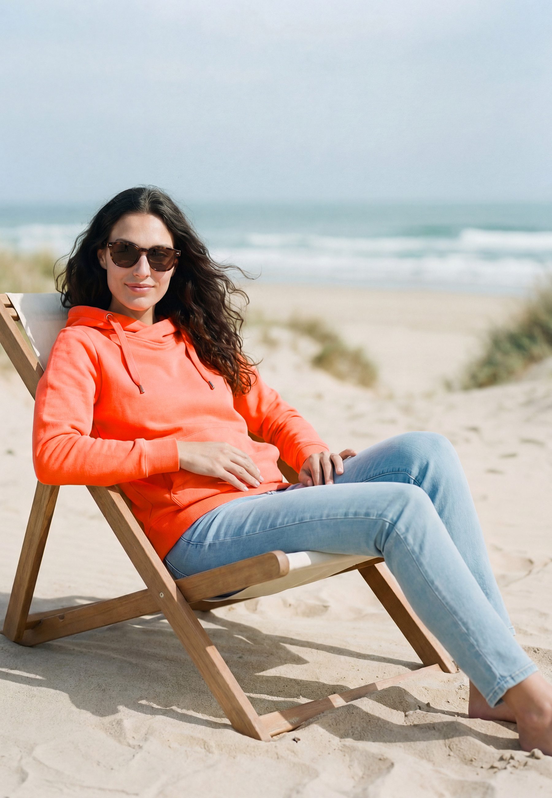 salzhaut Hoodie SÜNN Damen Tailliert salzhaut Kapuzenpullover – bequemer Fit und nordisch klares Design für