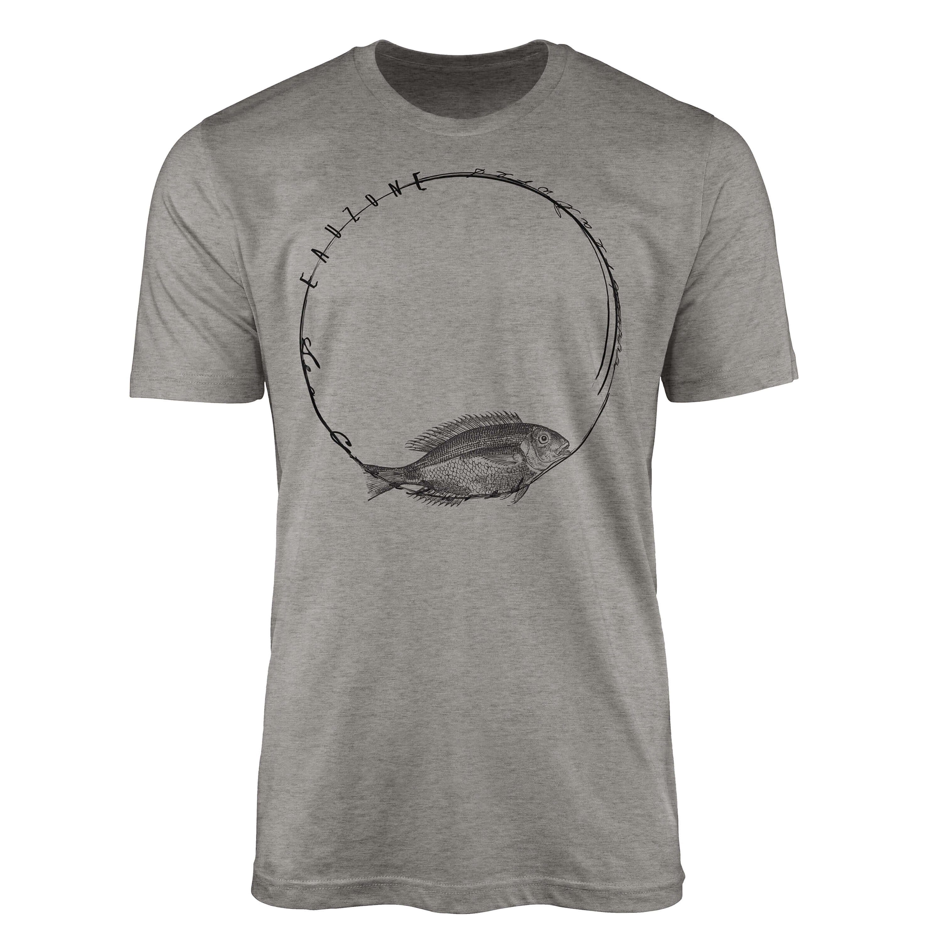 Sinus Art T-Shirt T-Shirt Tiefsee Fische - Serie: Sea Creatures, feine Struktur und sportlicher Schnitt / Sea 037 Ash