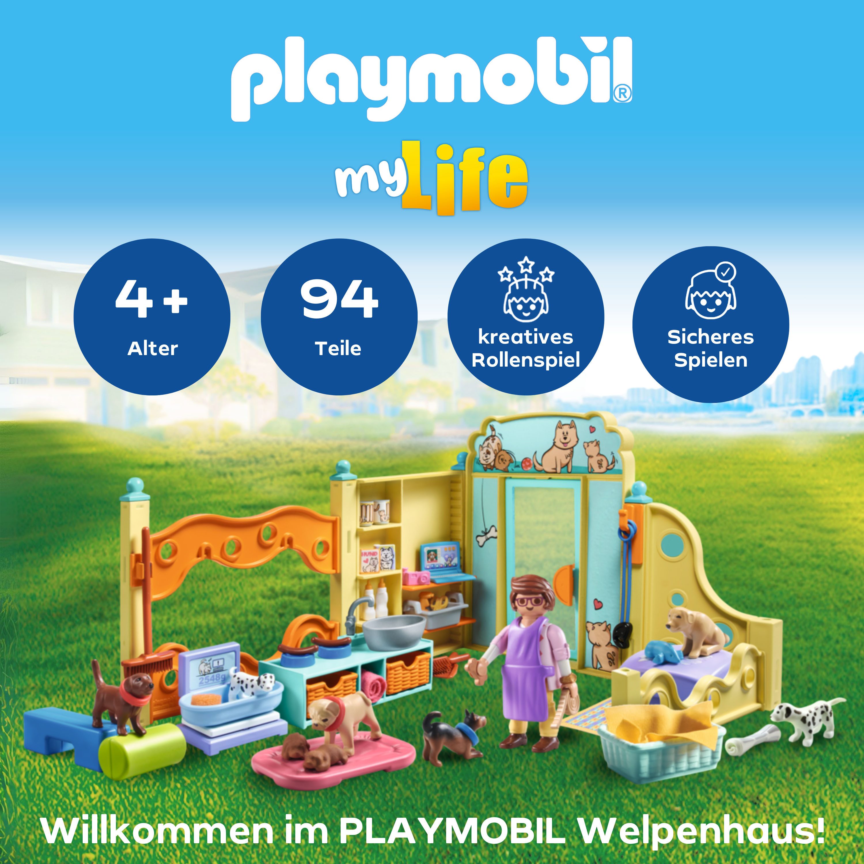 Playmobil® Welpenhaus (71743), Playmobil My Life Konstruktions-Spielset, (9 günstig online kaufen