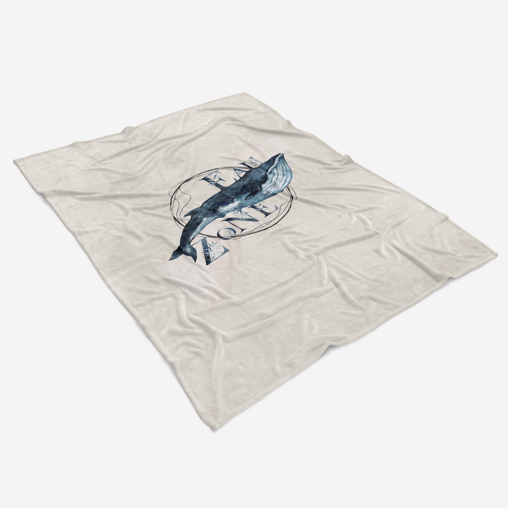 Sinus Art Handtücher Kunstvoll Handtuch Blauwal Kuscheldecke Ozean Handtuch (1-St), Motiv, Baumwolle-Polyester-Mix Strandhandtuch Saunatuch