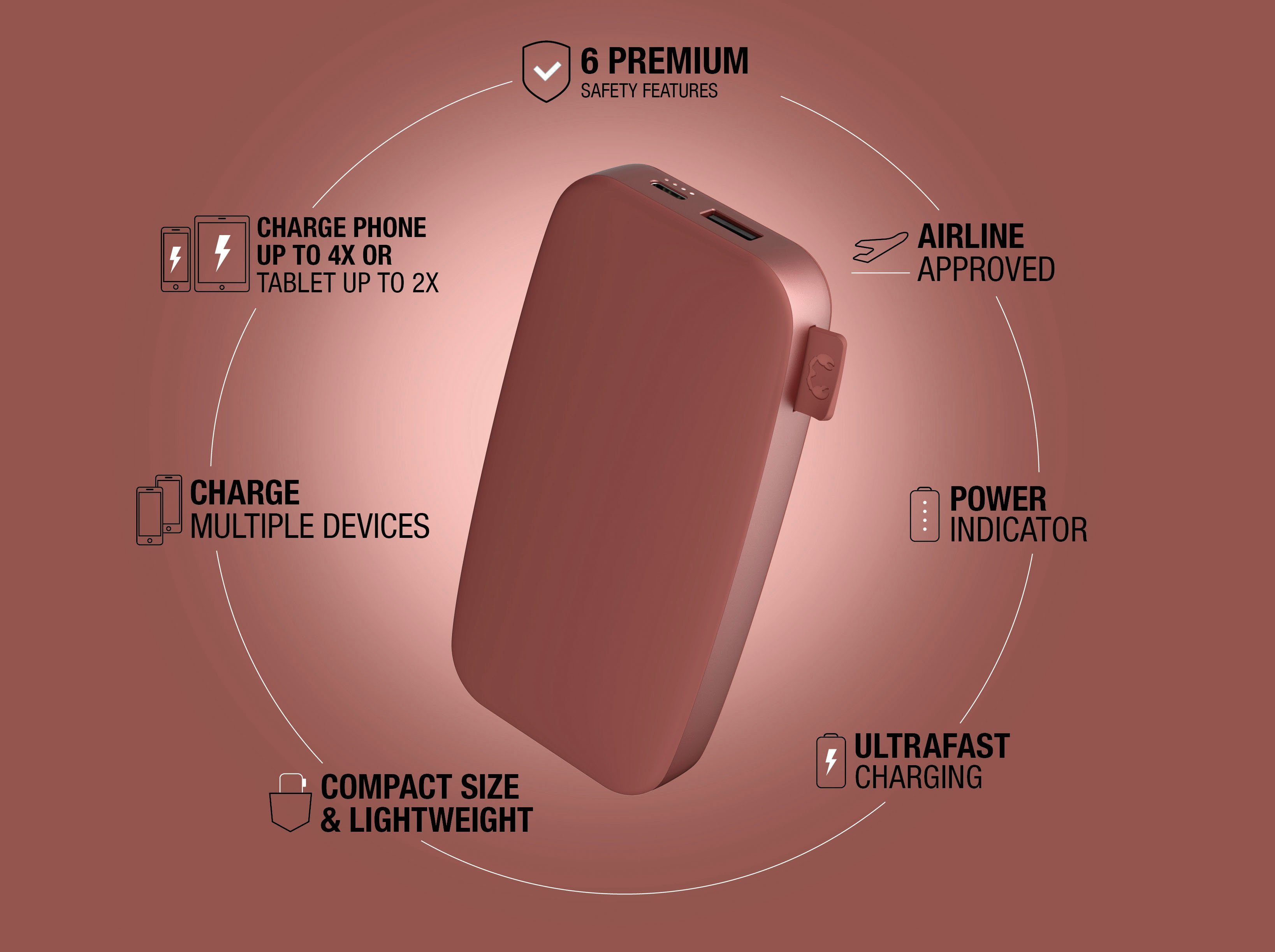 12000mAh Rebel Fast Fresh´n Charge Powerbank PD & 20W USB-C, mit Ultra rot Power Pack