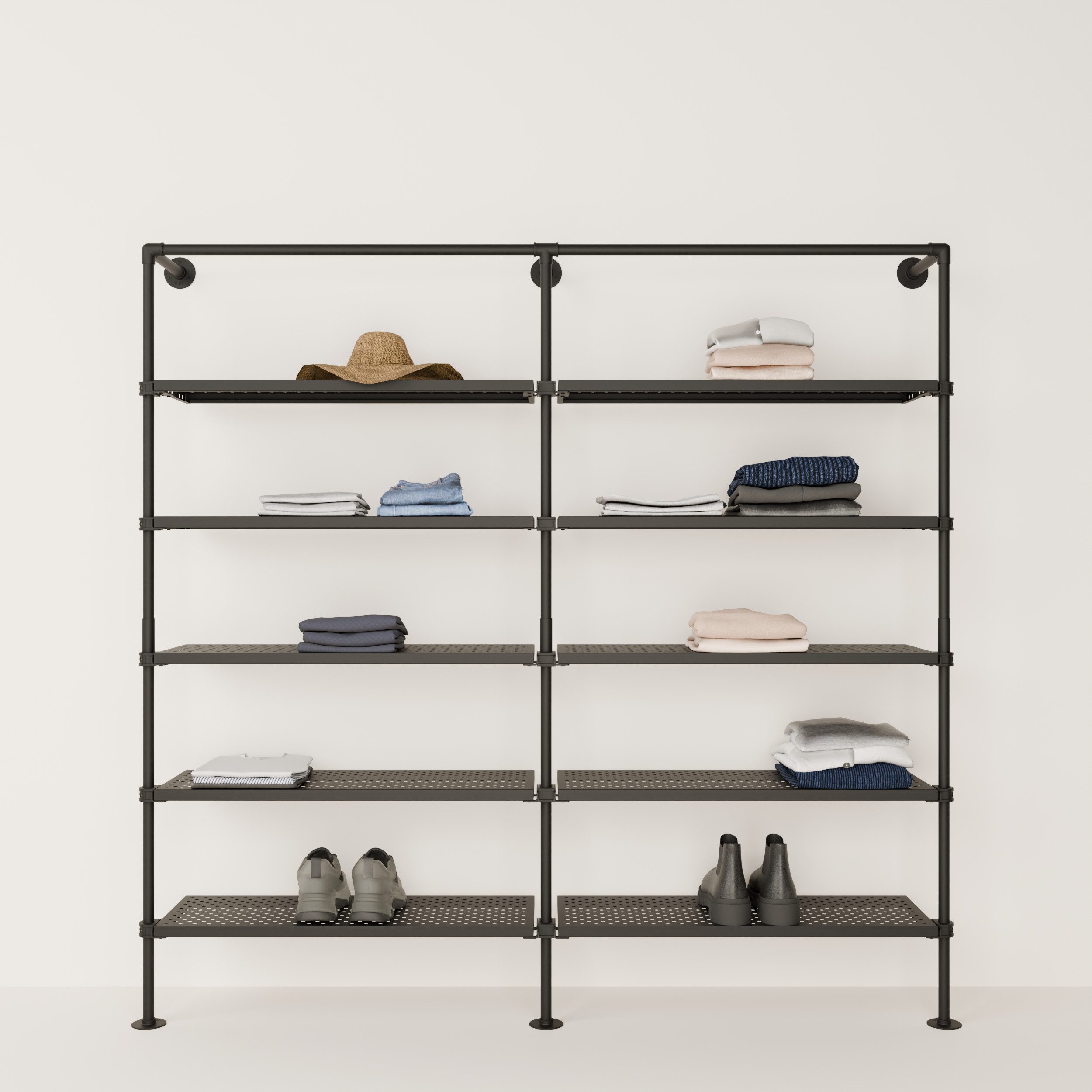 pamo. design Wandregal TIM offener Kleiderschrank mit Regalböden, Industrial, zur Wandmontage, Set