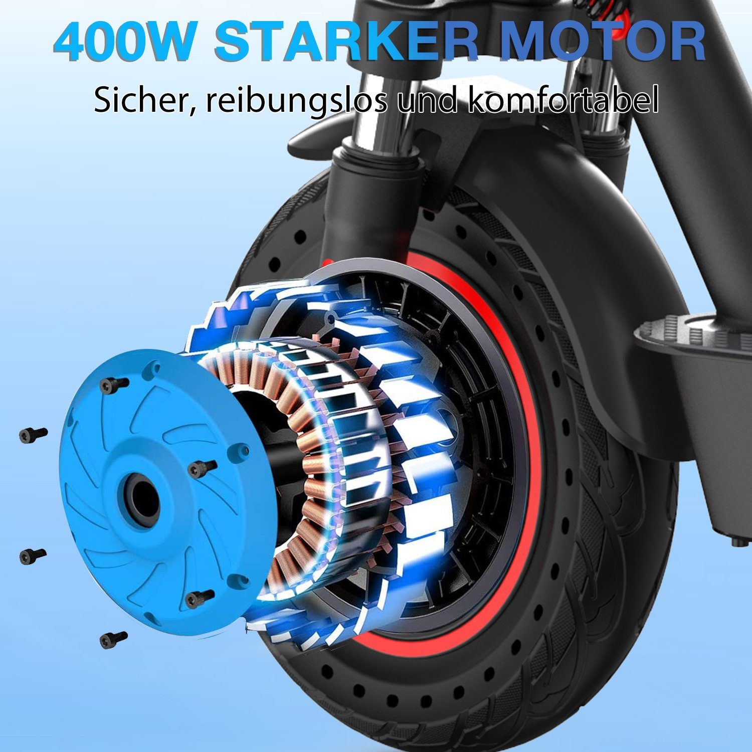 CITYSPORTS E-Scooter 10 ZOLL Klappbarer E-Roller mit ABE mit Schockabsorber, 20,00 km/h, mit Straßenzulassung Max 35km E-roller mit app max 20km/h Mit ABE