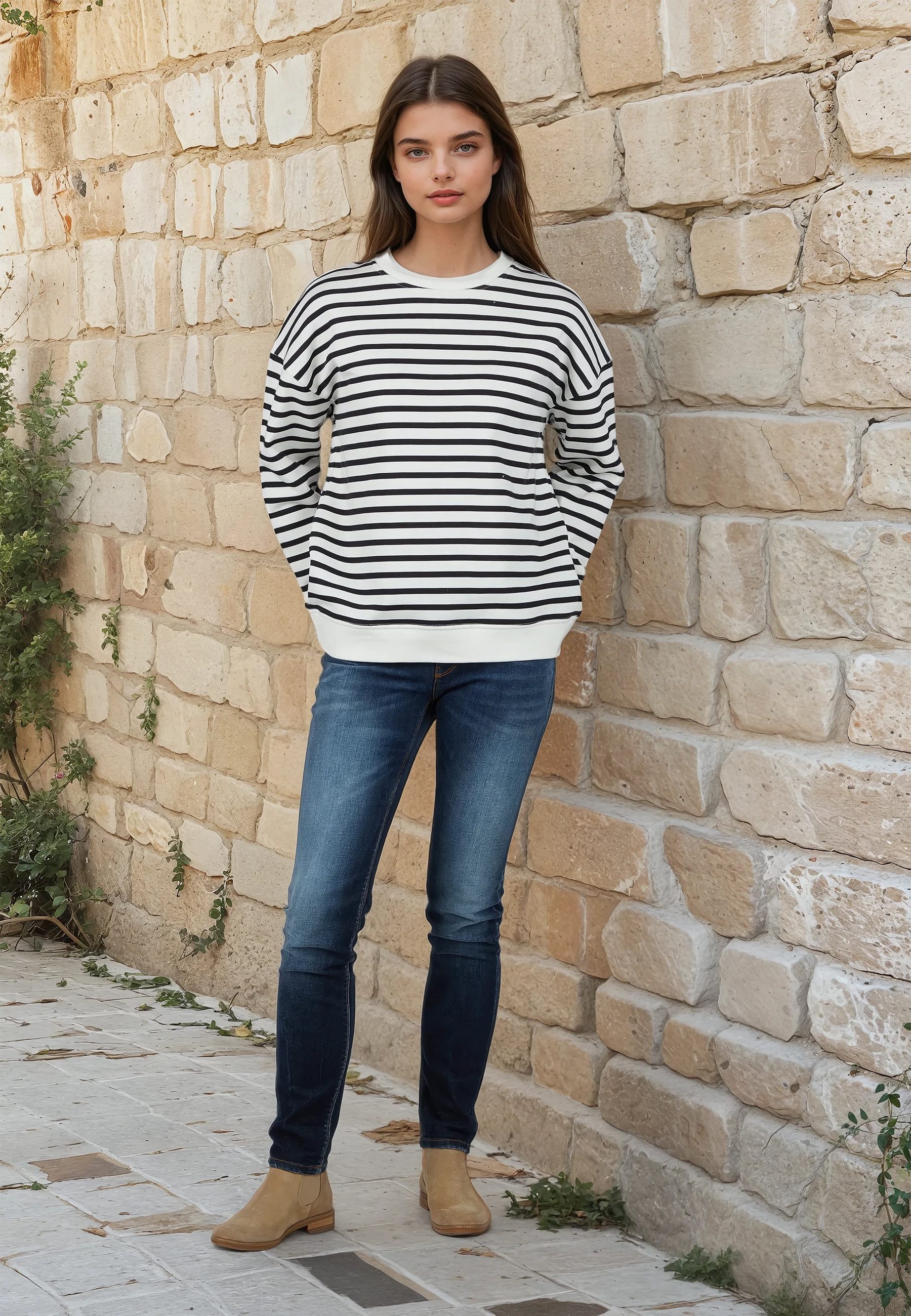 salzhaut Longpullover TAIER Damen Relaxed-Fit salzhaut – nordisch frisch, lässig und frech für jeden Tag!