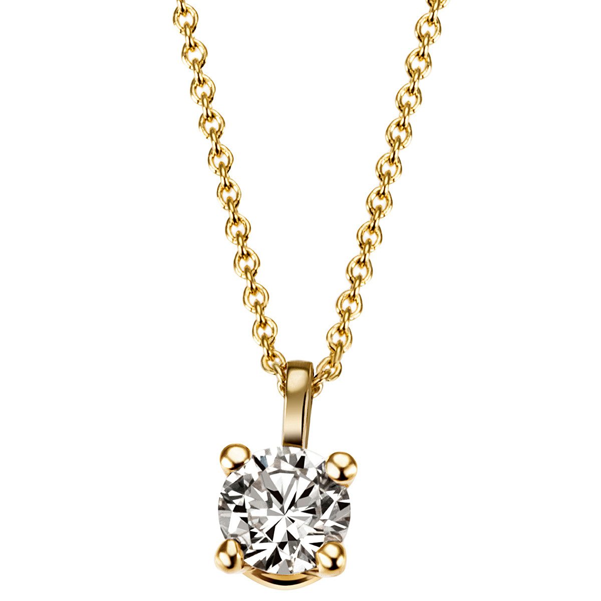 Goldkette Solitär 585/-Weiß- oder Gelbgold, 4er Stotzen, 0,15ct SI