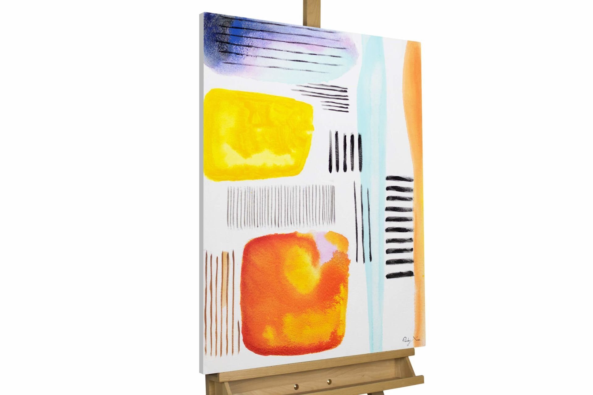 KUNSTLOFT Gemälde Colourful Connections Leinwandbild HANDGEMALT 100% 60x80 Wandbild Wohnzimmer cm