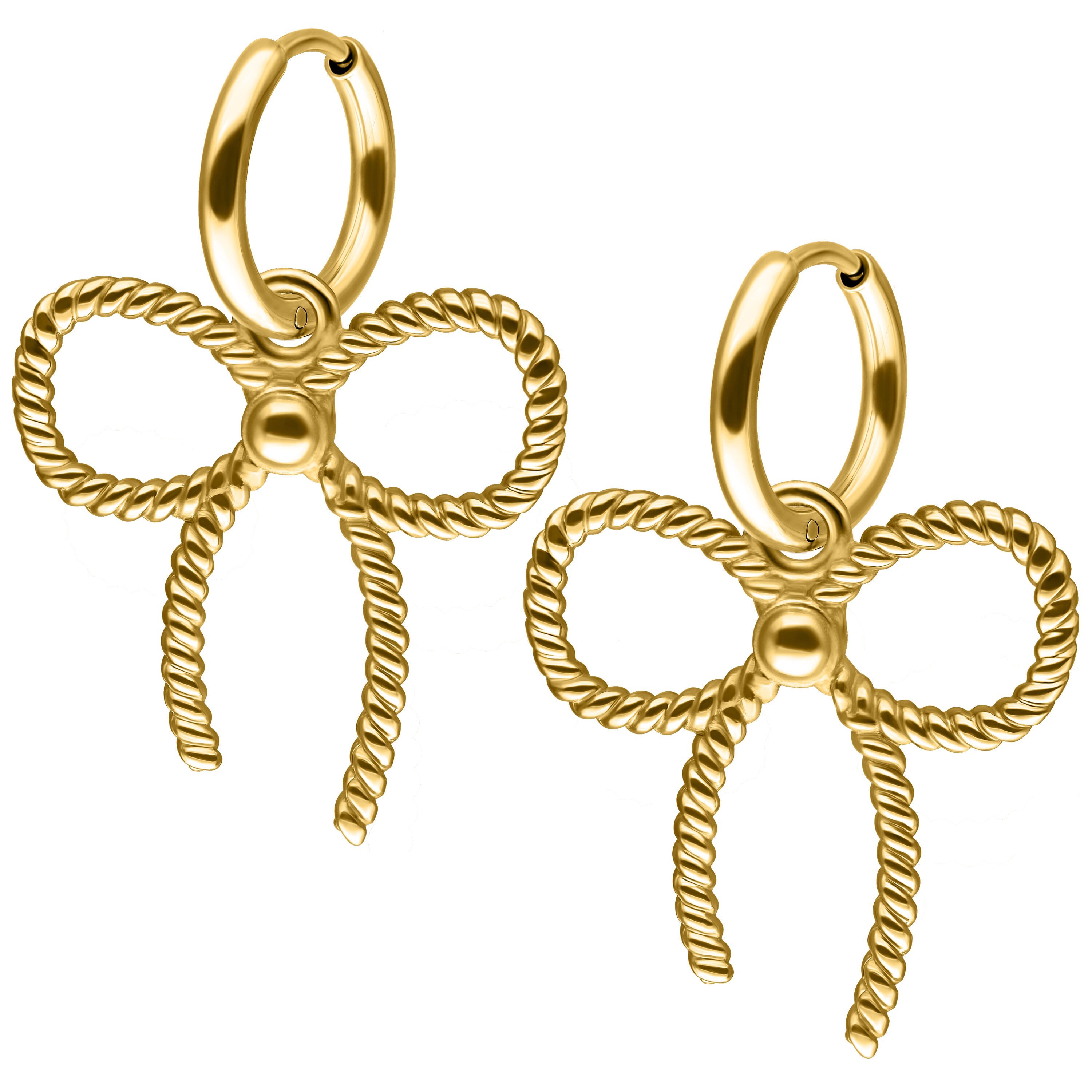 Paar Ohrhänger Little Twisted Bow Hoops - Metal doré