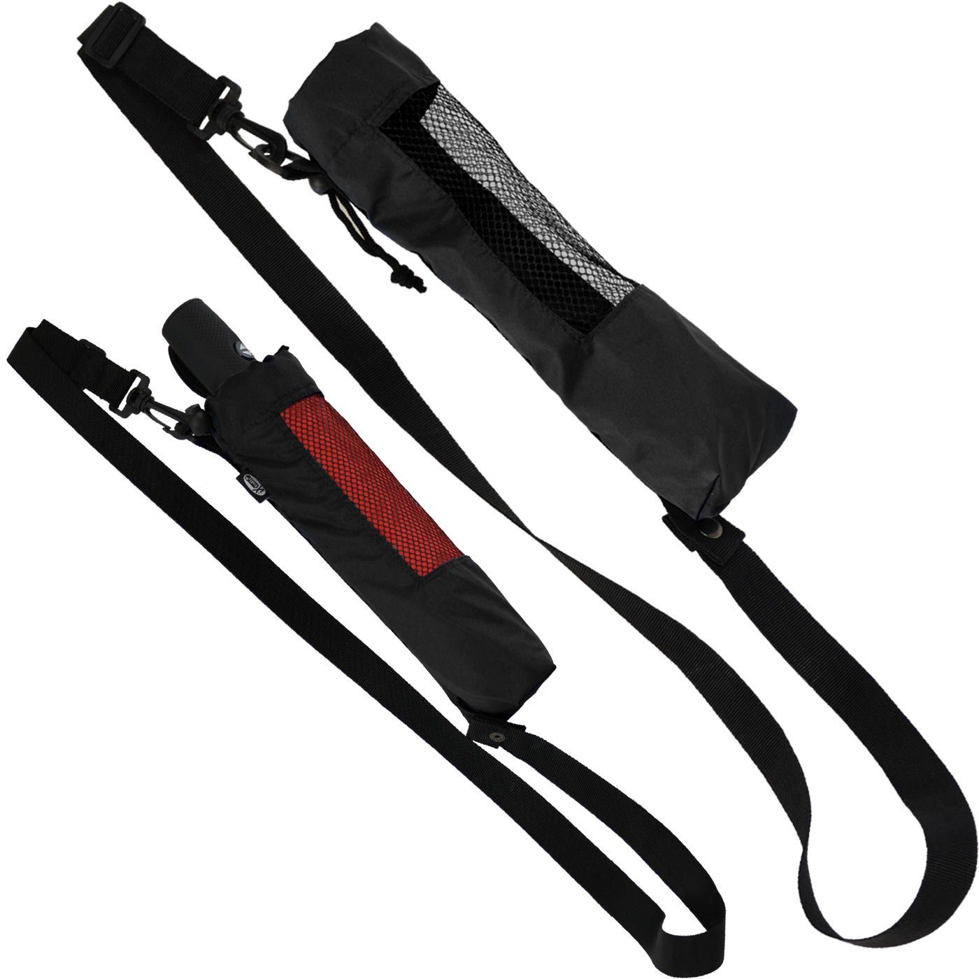 iX-brella Taschenregenschirm Trekking Hülle zum Taschenschirme, schwarz innovativ für Umhängen