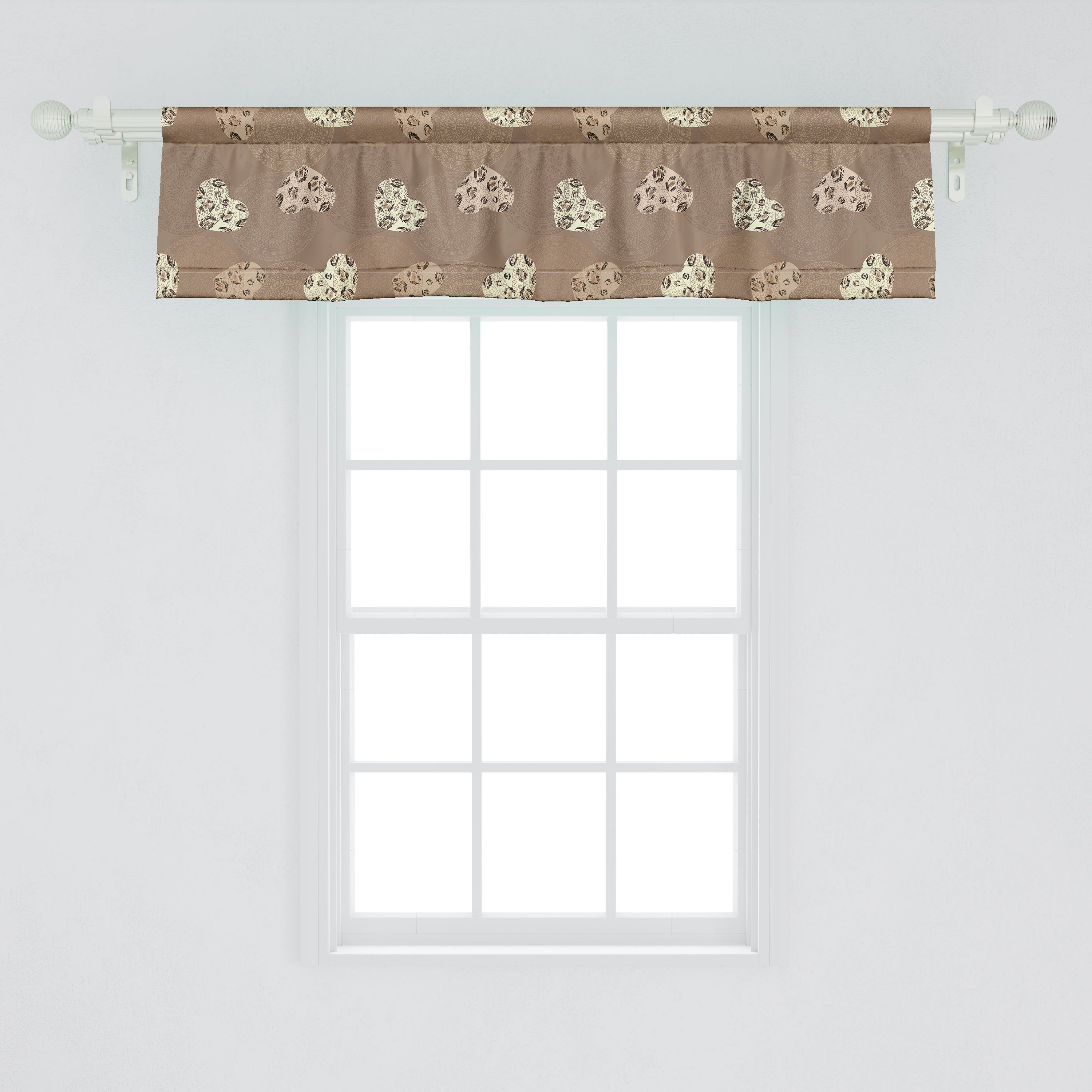Scheibengardine Vorhang Volant für Küche mit Herzen Dekor Schlafzimmer Microfaser, Leopard Tierhaut Abakuhaus, Stangentasche, Mandala