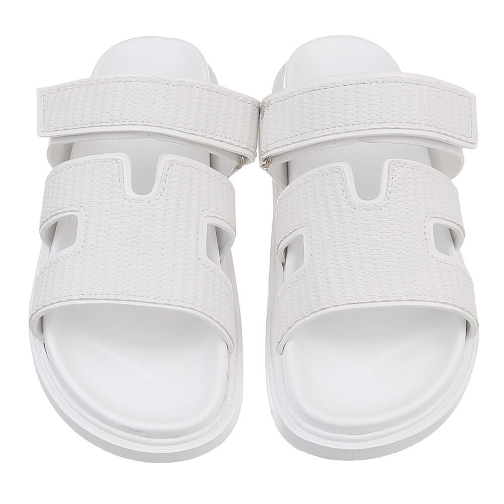 Ital-Design Bequeme Damen-Sandalen mit gepolsteter Innensohle Pantolette (90033088) Flach Pantoletten in Weiß – Bild 4 von 5