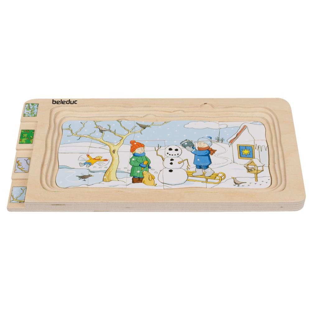 beleduc Puzzle 4 Jahreszeiten, Puzzleteile, 36 Teile, aus Holz, Frühling, Sommer, Herbst und Winter