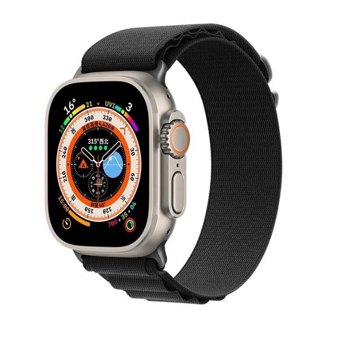 SmartUP Uhrenarmband 1/2/3/4/5/6/7/8 Nylon Armband Outdoor Watch #1 Sport Ersatz G-Haken / Loop Schwarz Alpin Titan für SE Nylon, Apple / Ersatzband Sport Ultra