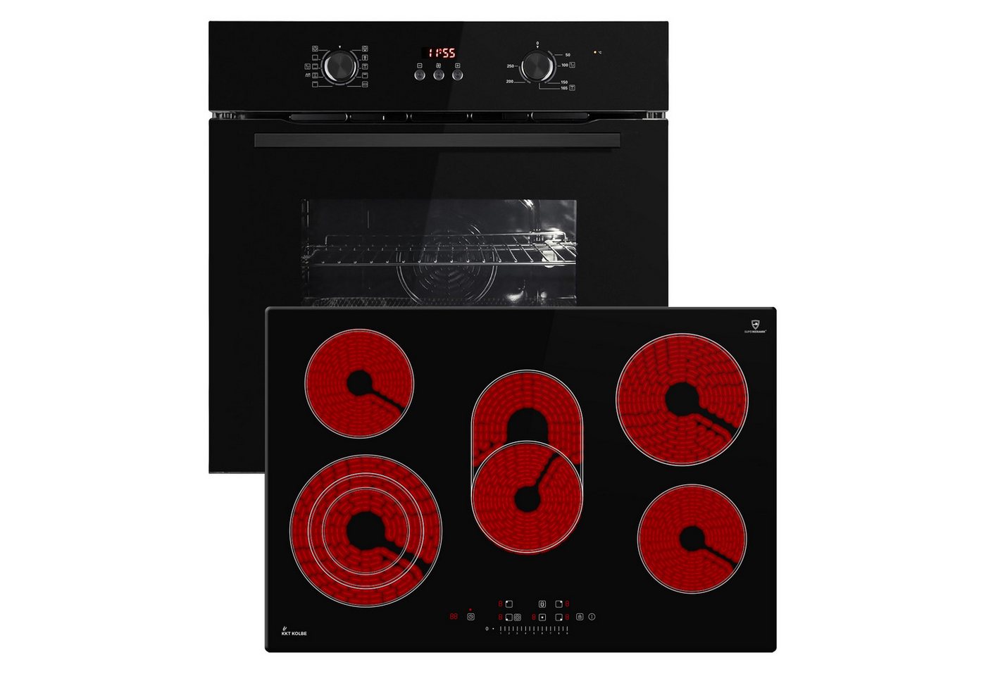 KKT KOLBE Backofen-Set Backofen und Kochfeld SET8010FBCH77RL, mit 2-fach Teleskopauszug, Herdset / Heißluft / Einbaubackofen / AirFry / Katalyse
