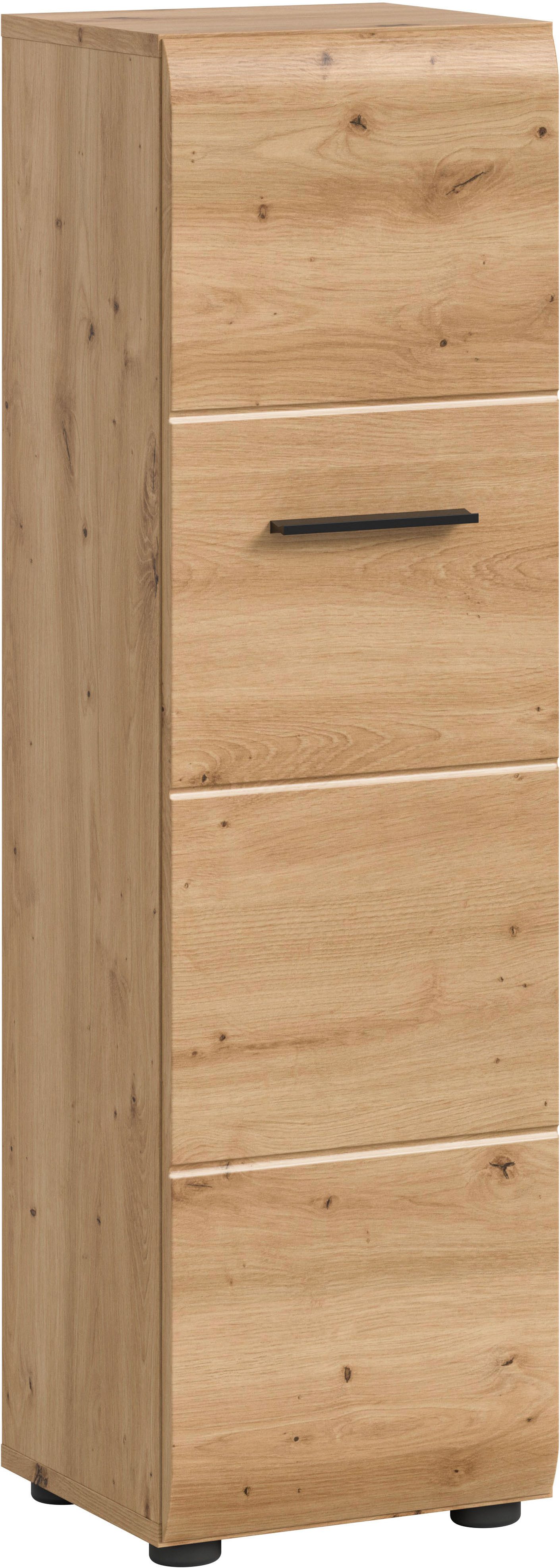 welltime Stauraumschrank FLORENZ, Höhe 106 cm, 1 Tür, 4 Fächer, stehend & hängend montierbar (1-St., TOPSELLER) Türanschlag wechselbar, hochwertige MDF Front, Badschrank, Bad