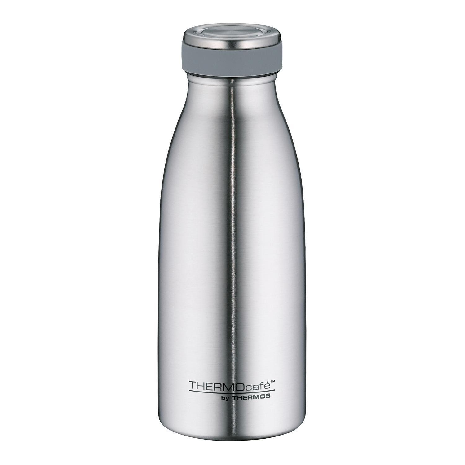 THERMOS Isolierflasche THERMOCAFE, 350 ml, Stahlgrau matt, Edelstahl, Auslaufsicher, 24 Stunden kalt, 12 Stunden warm