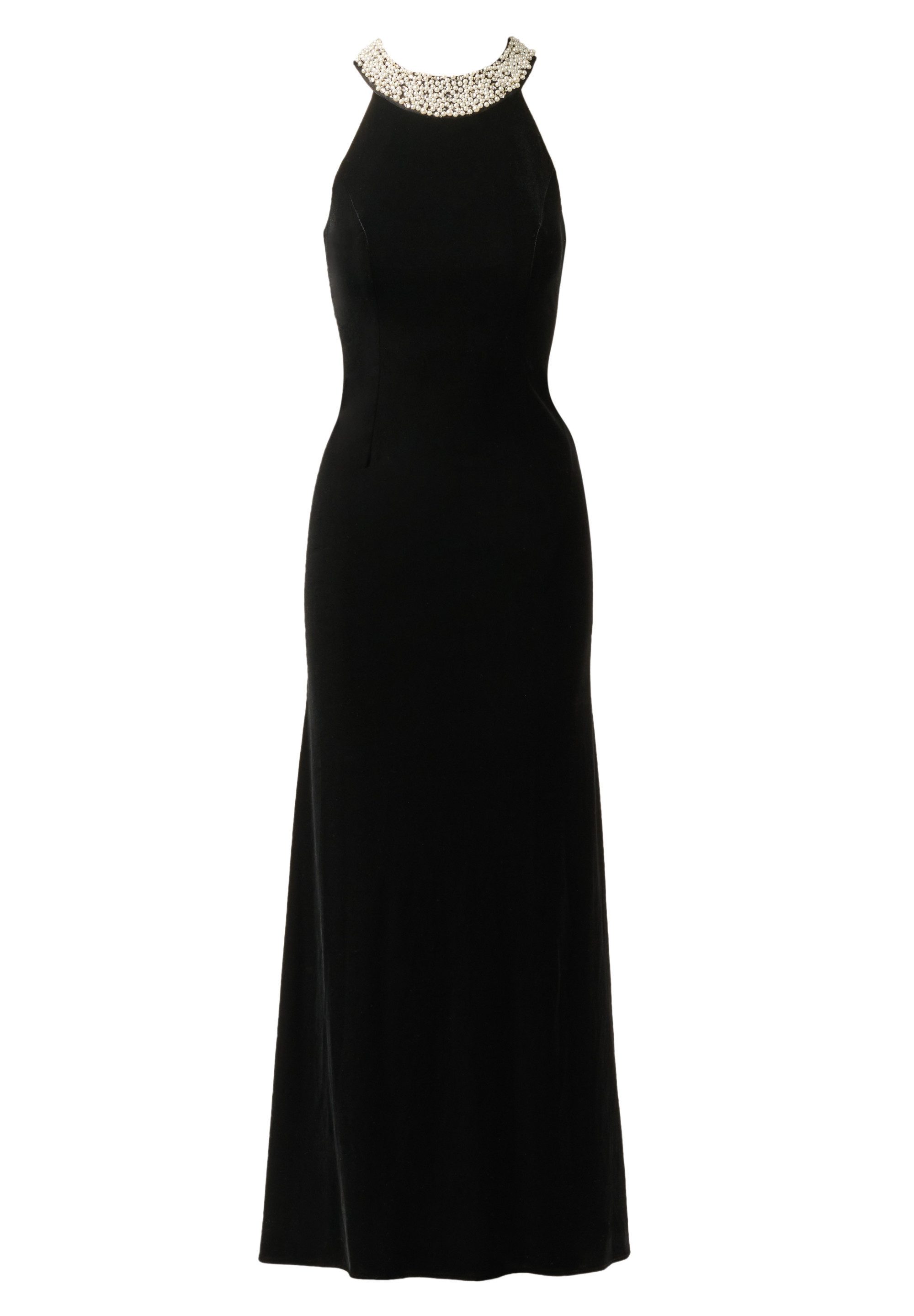 Adrianna Papell Abendkleid Beaded Halter Velvet Gown Ein klassisches Abendkleid aus Samt im Vintage-Glamour-Stil – Bild 2 von 5