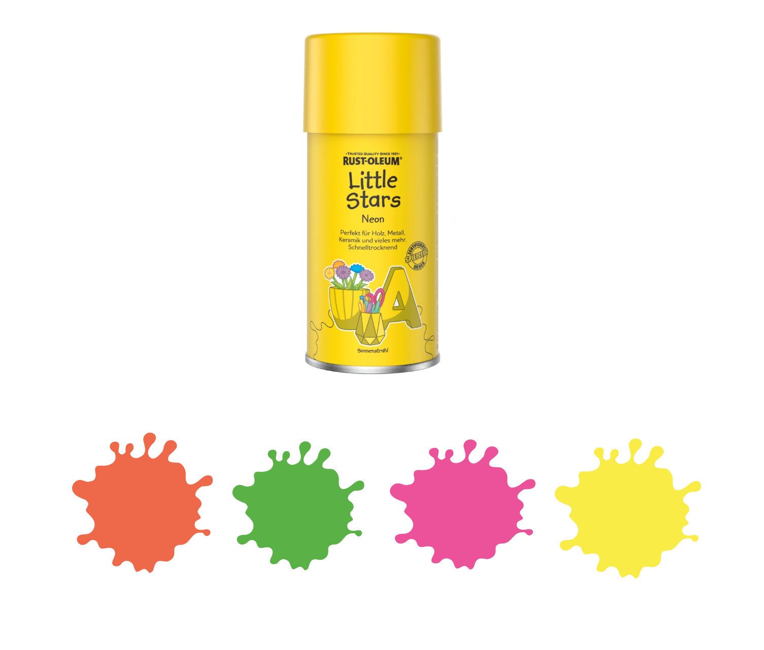 Alpina Lack Neon Sprühlack 150 ml Spielzeug Holz Metall Keramik Little Stars, 150ml, Acryl