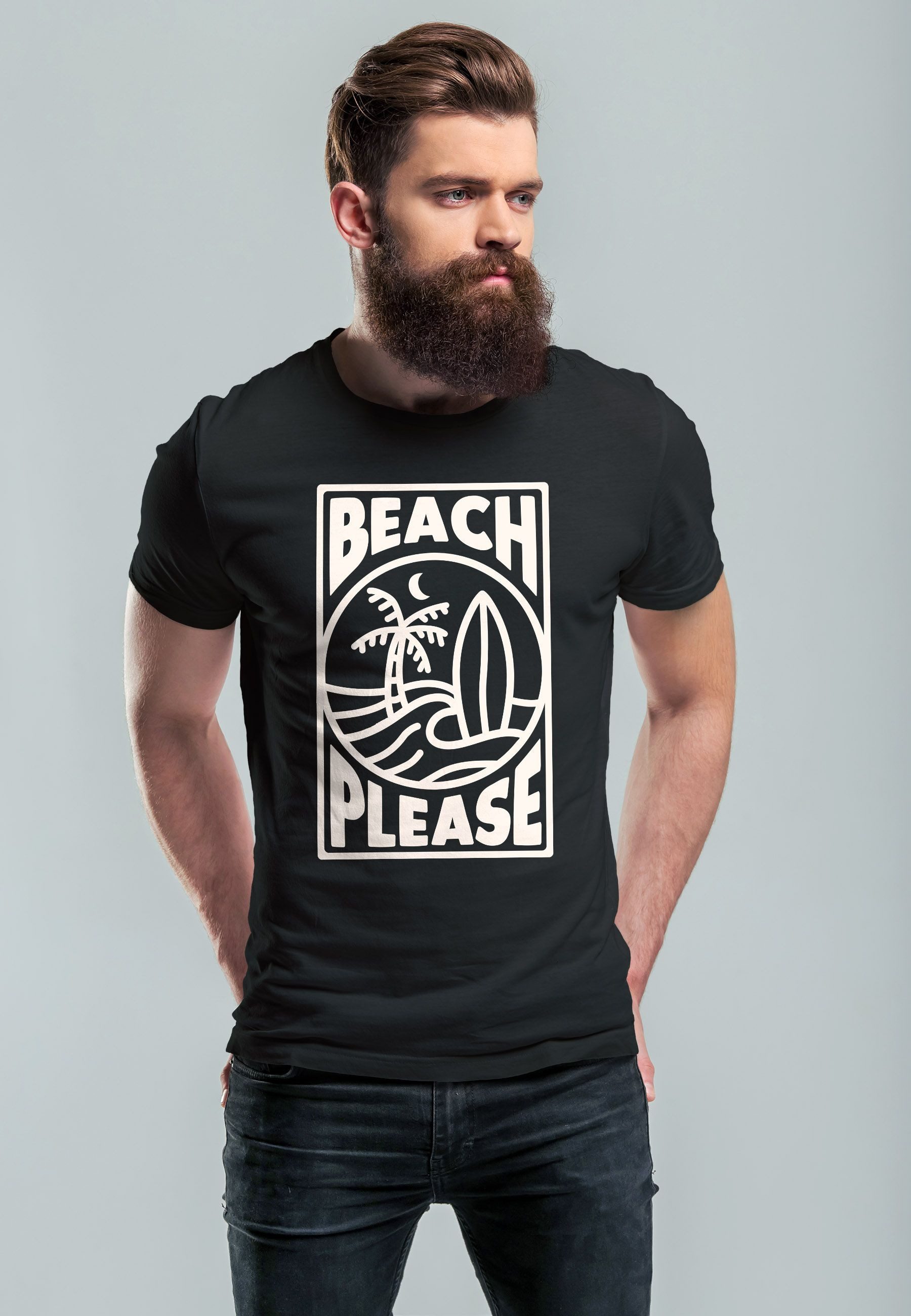 Neverless Print-Shirt Herren T-Shirt Beach Please günstig online kaufen