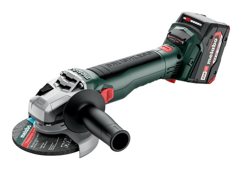 metabo Akku-Winkelschleifer W 18 LT BL 11-125, max. 10000 U/min, 2 x 4 Ah Li-Ion in MetaBox