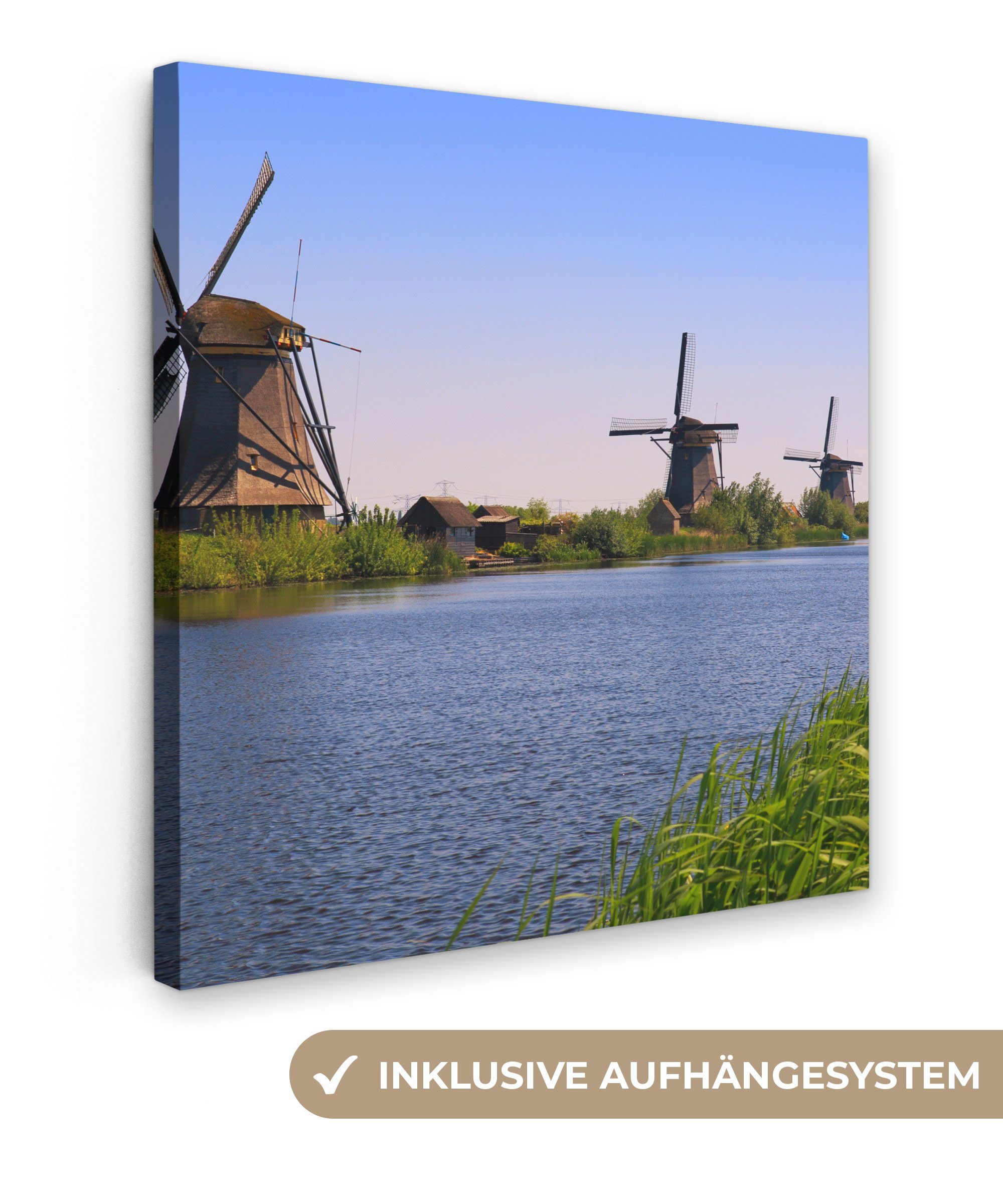 Schlafzimmer Bilder OneMillionCanvasses® St), für Niederlande (1 Leinwandbild Wasser, - Mühle - Wohnzimmer Leinwand