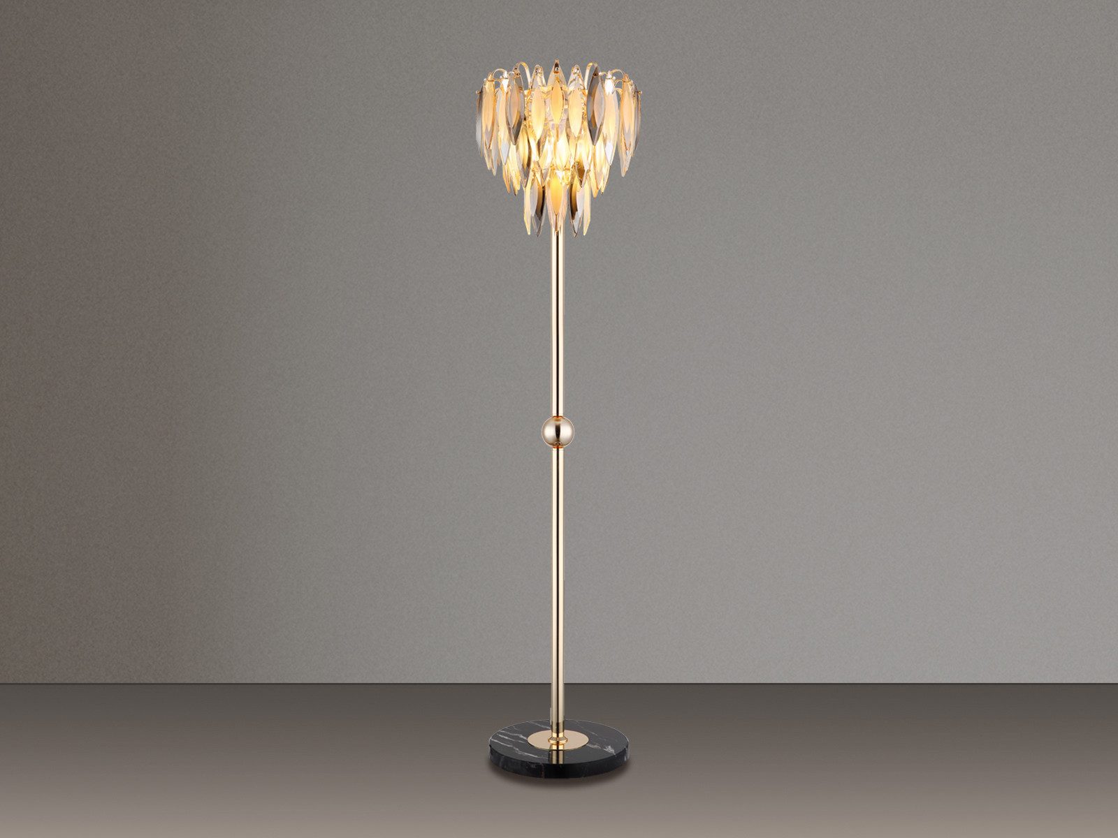 GLOBO LIGHTING LED Stehlampe mit K9 Kristall 3-farbig, Höhe 165cm, Dimmfunktion, LED wechselbar, Warmweiß, ausgefallene moderne Designer Lampe stehend inkl. LED Leuchtmitteln