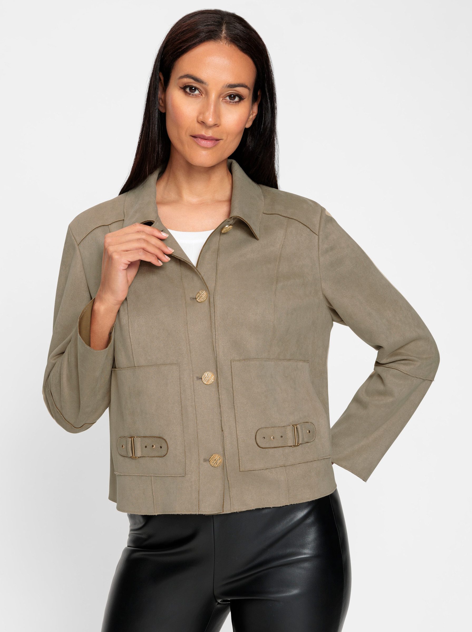 Blusenblazer Lederimitatjacke